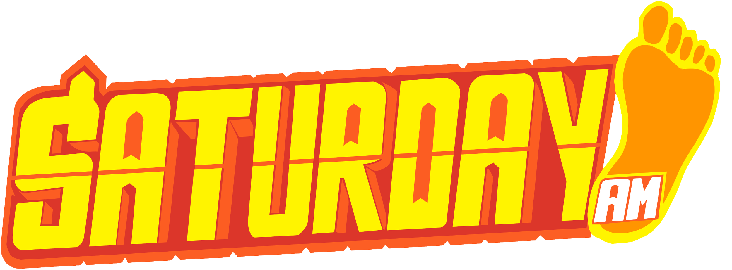 Bold yellow and red logo for 'ShopRite on AM' with a yellow foot icon at the end.