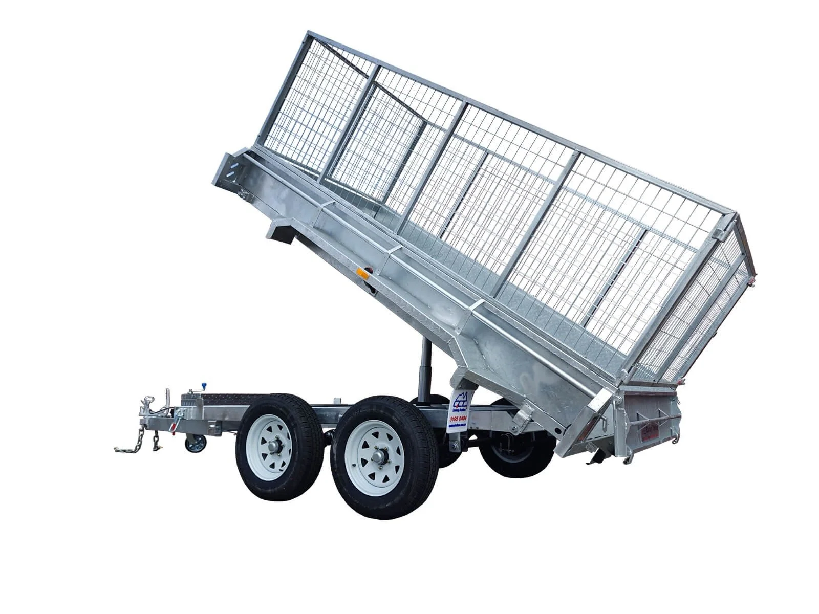 8x5 Hydraulic Tipper Trailer rear view with checker plate floor