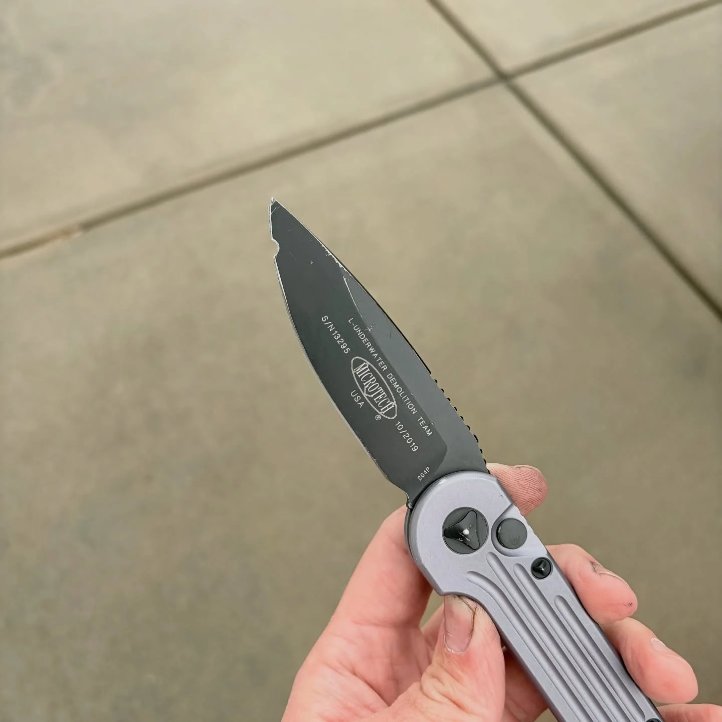 This Microtech knife had a badly chipped blade and the customer wondered if I could fix it. I was able to remove a the chip and restore the blade to a like new state. You cant even tell that it was ever chipped. #microtechknives #repair #harlemga #bl