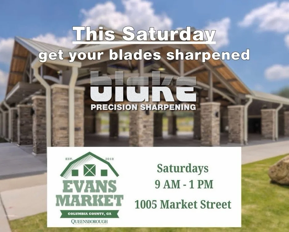 ✂️ Blake Precision Sharpening will be at Evans Market this Saturday!

Knives, tools, salon shears &amp; more &mdash; drop them off dull, pick them up razor sharp. 🔪

📍 1005 Market Street, Evans GA
🕘 9 AM &ndash; 1 PM &middot; Saturdays

See you th