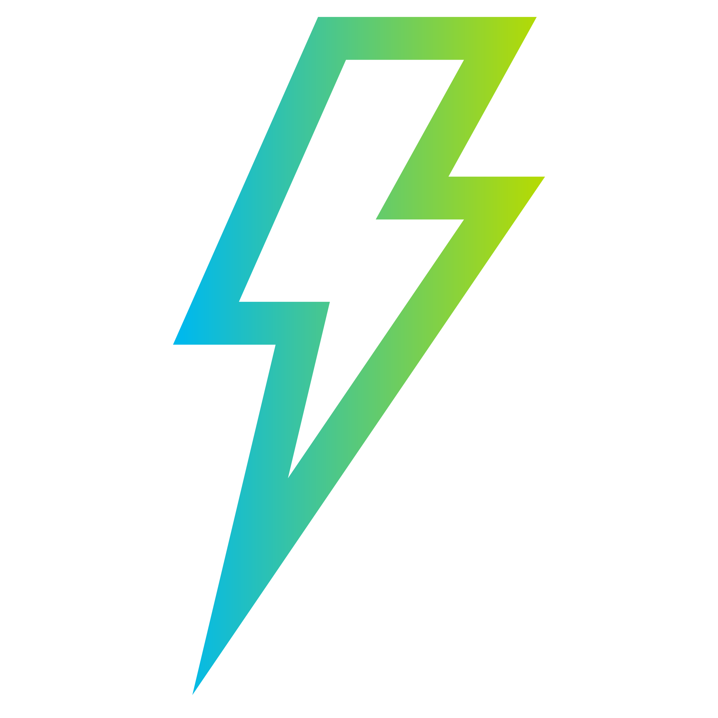 A stylized lightning bolt symbol with a gradient from blue to green on a black and gray background.