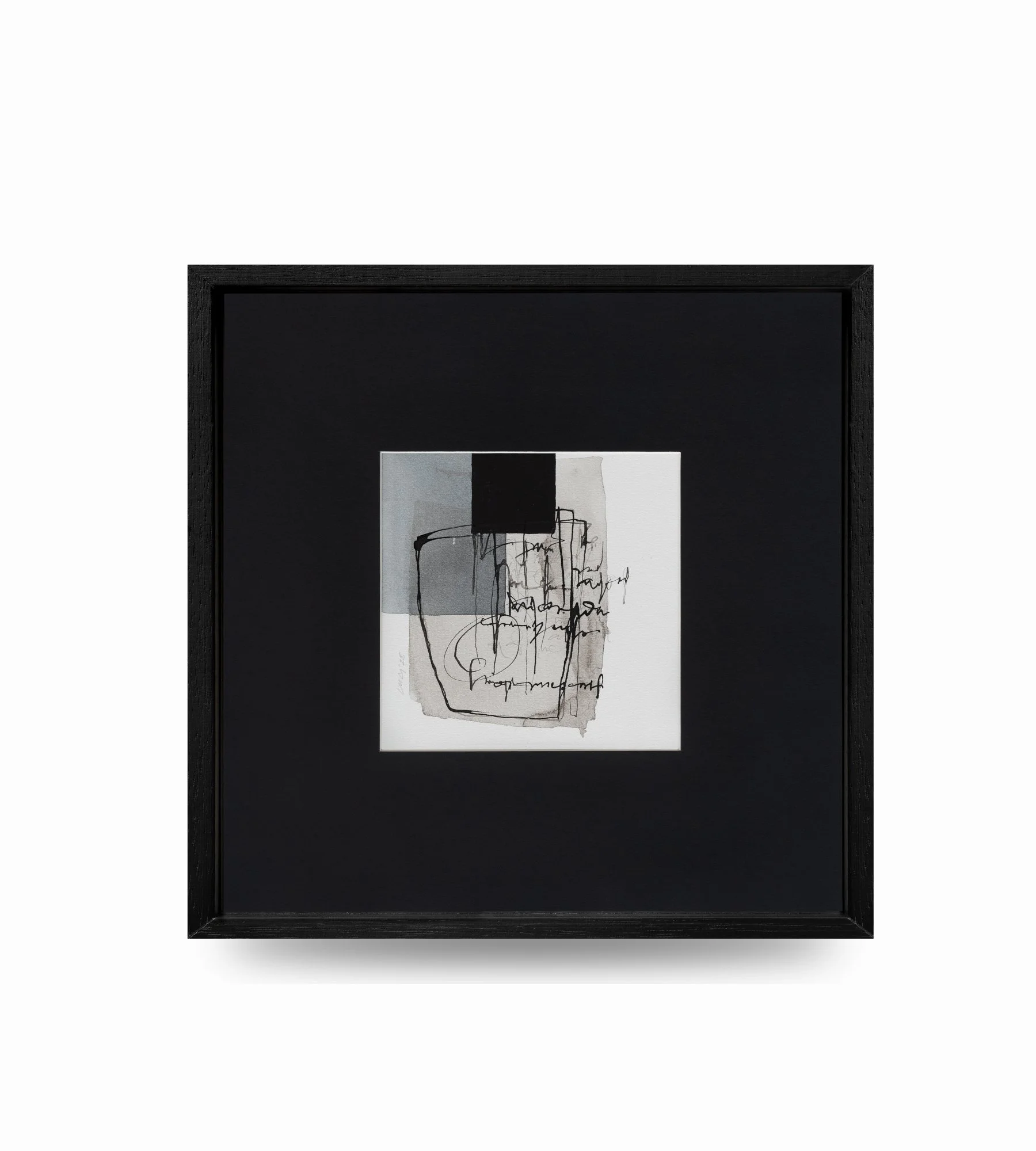 Susurros en la tinta, obra de collage de Mónica Gagliardi realizada con papeles, tinta, hilo de papel y caligrafía gestual.