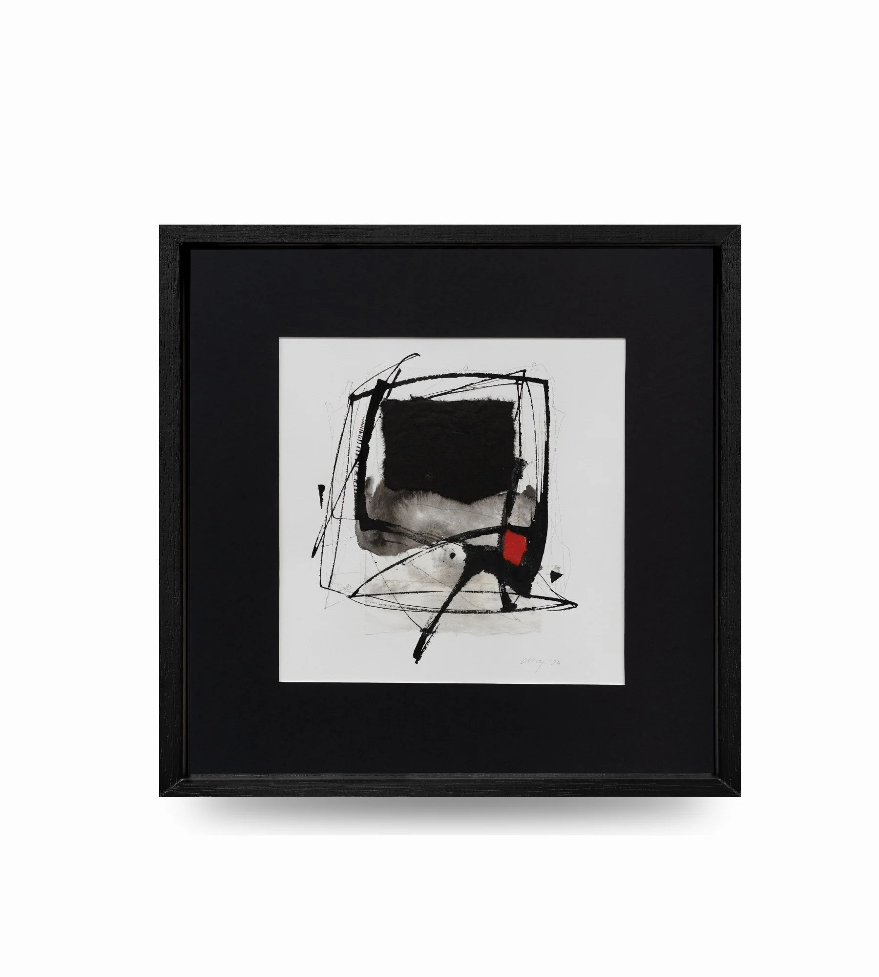 Trazos, obra de collage de Mónica Gagliardi realizada con papeles, tinta, hilo de papel y caligrafía gestual.