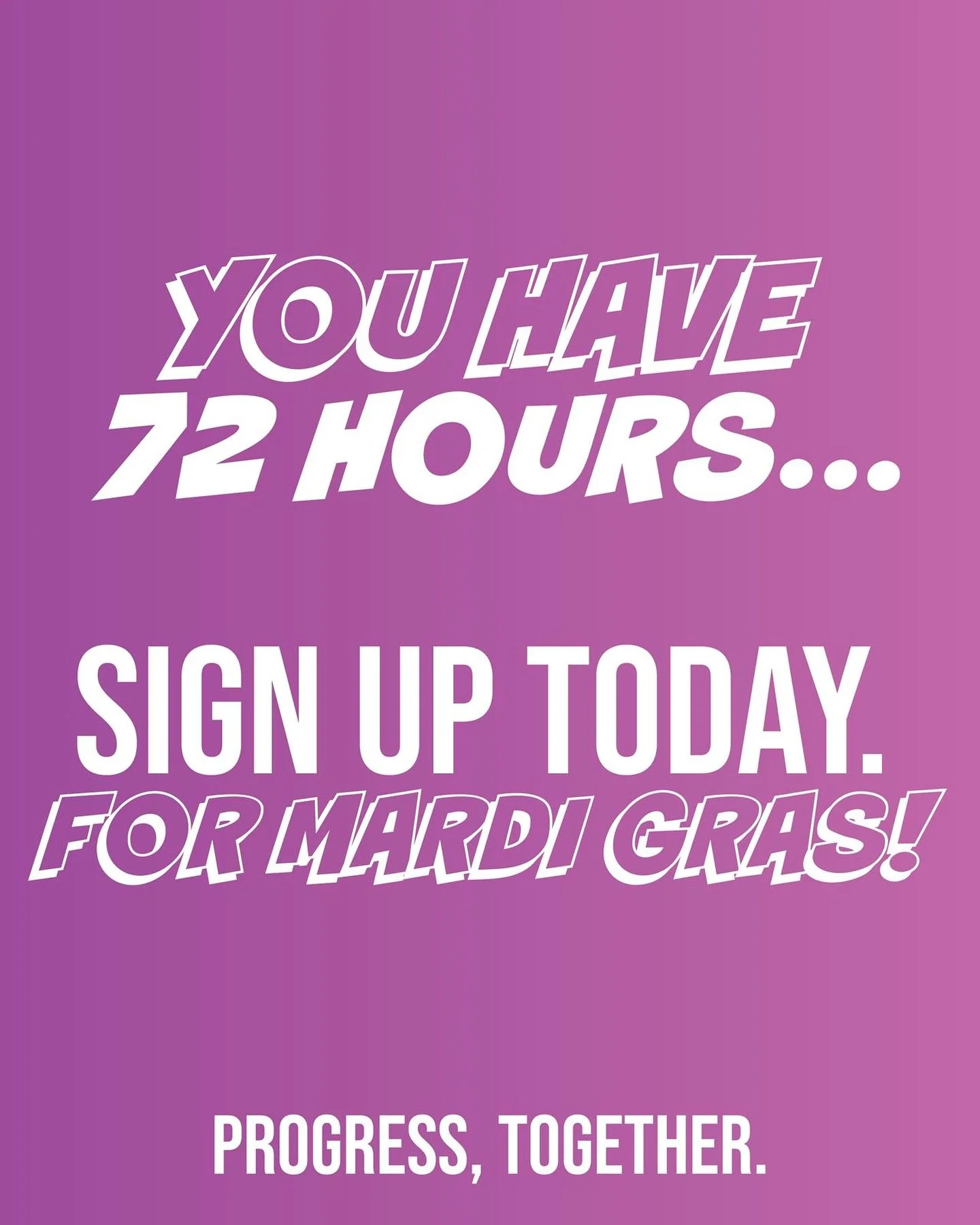 You only have 72 hours to SIGN UP or RENEW your Mardi Gras Membership. 

With your support we can build a more inclusive, more sustainable and more successful Mardi Gras. 

Vote 1 Jarrod Lomas (or assign me your proxy) to deliver Progress, Together.