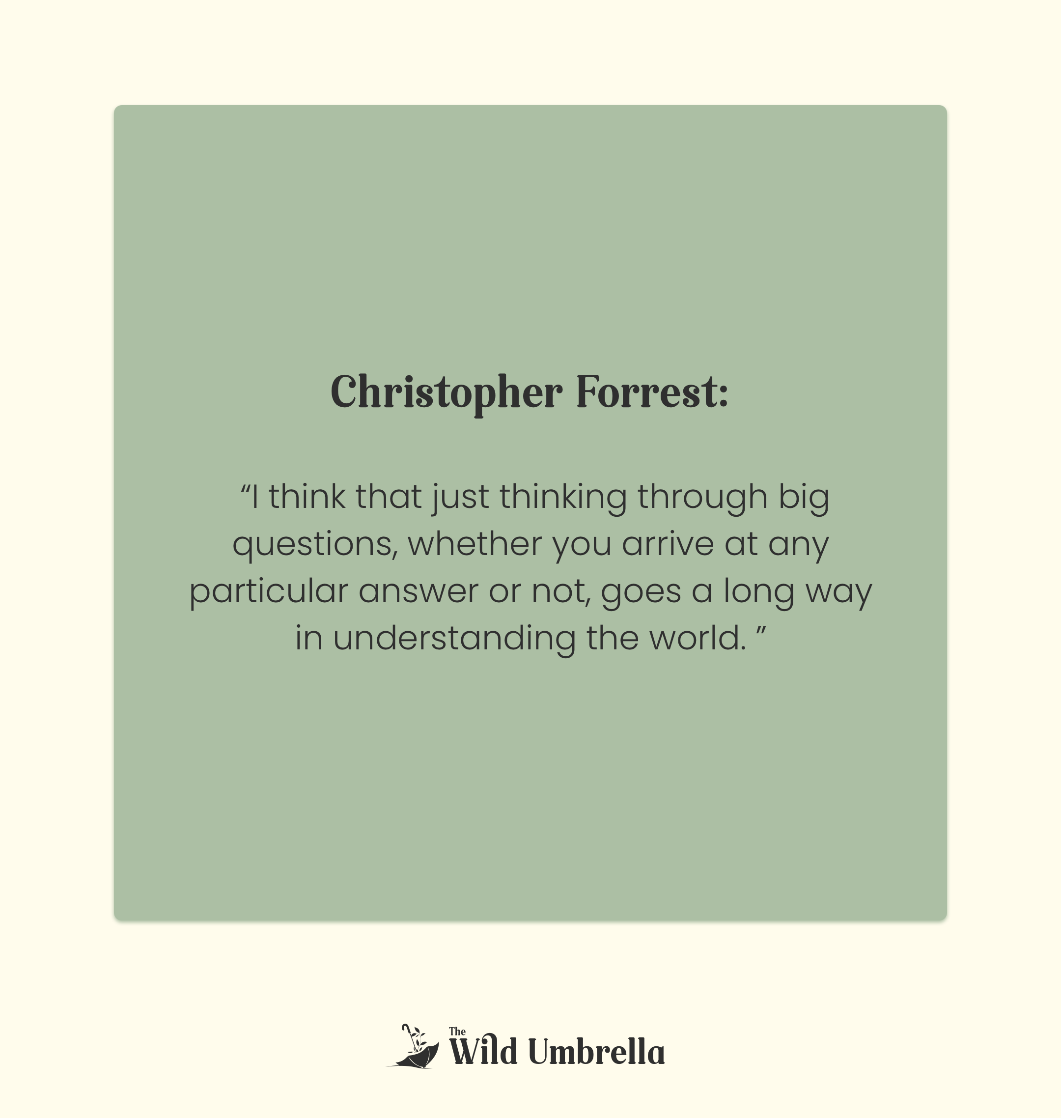 Q&A with Christopher Forrest