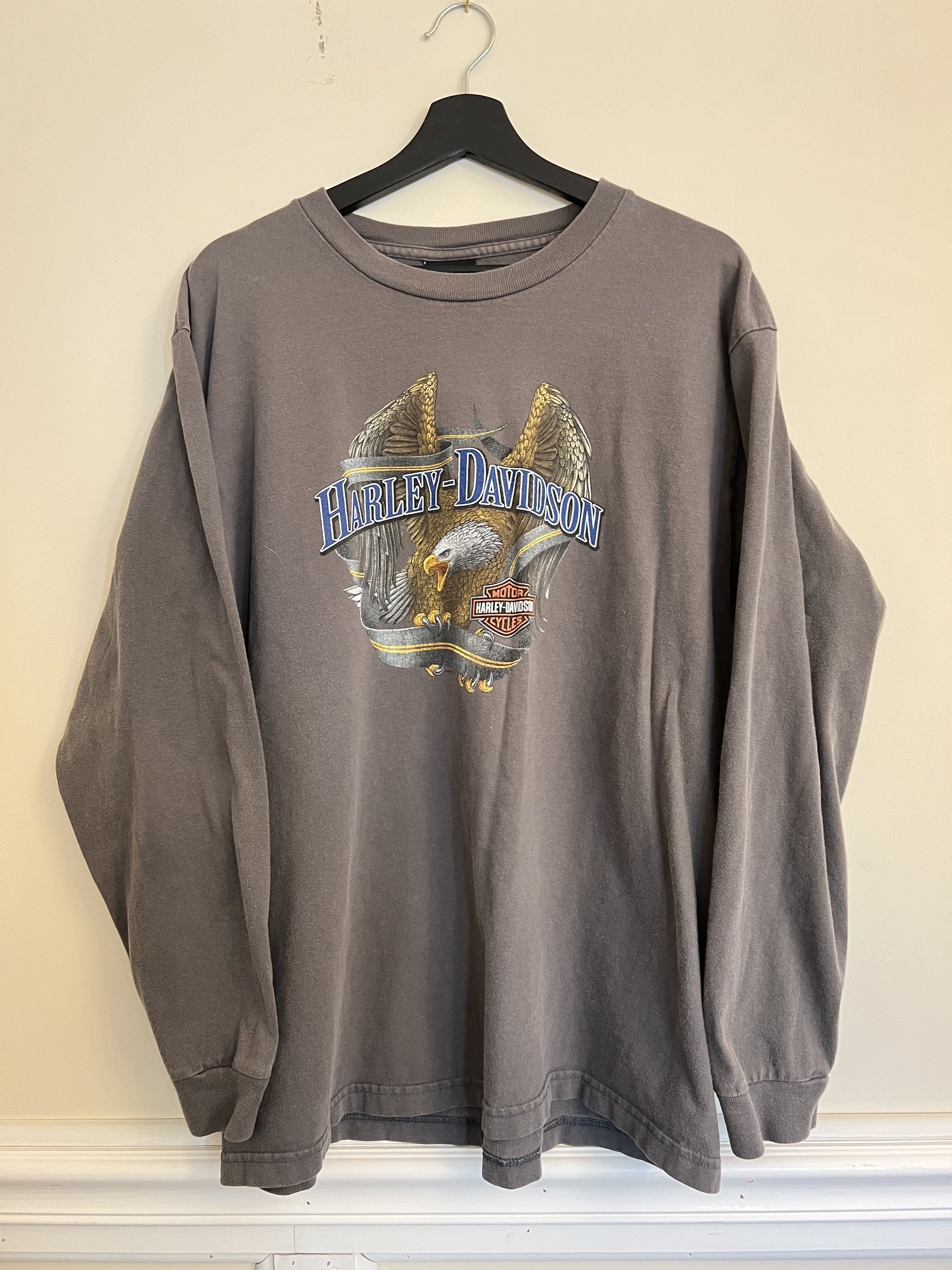 Vintage 90s Harley Davidson Dallas Texas Eagle Long Sleeve Made in USA XL Faded