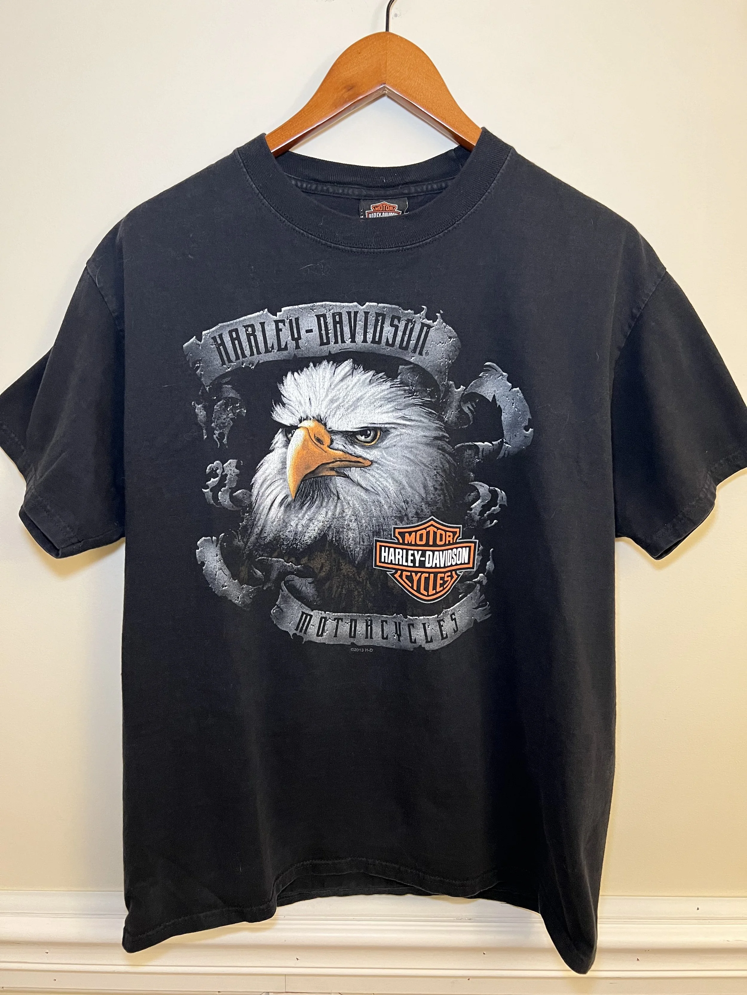 Vintage Harley Davidson Eagle T Shirt Hanim’s Pennsylvania Back Hit Biker Tee Black Fade