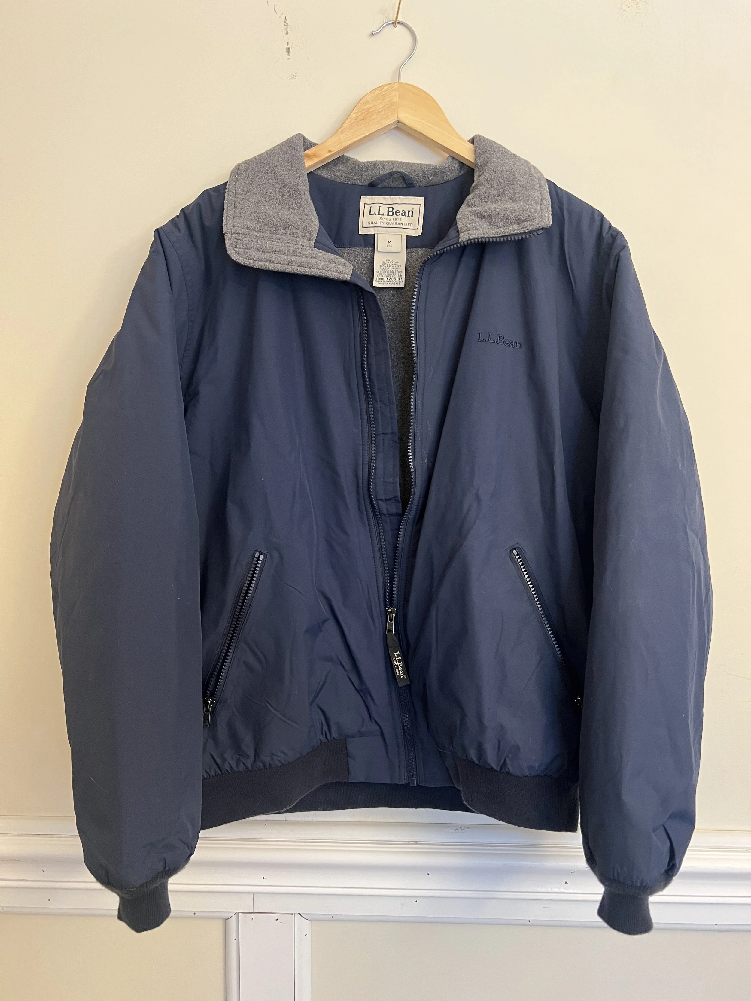 Vintage L.L.Bean fleece lined bomber jacket navy