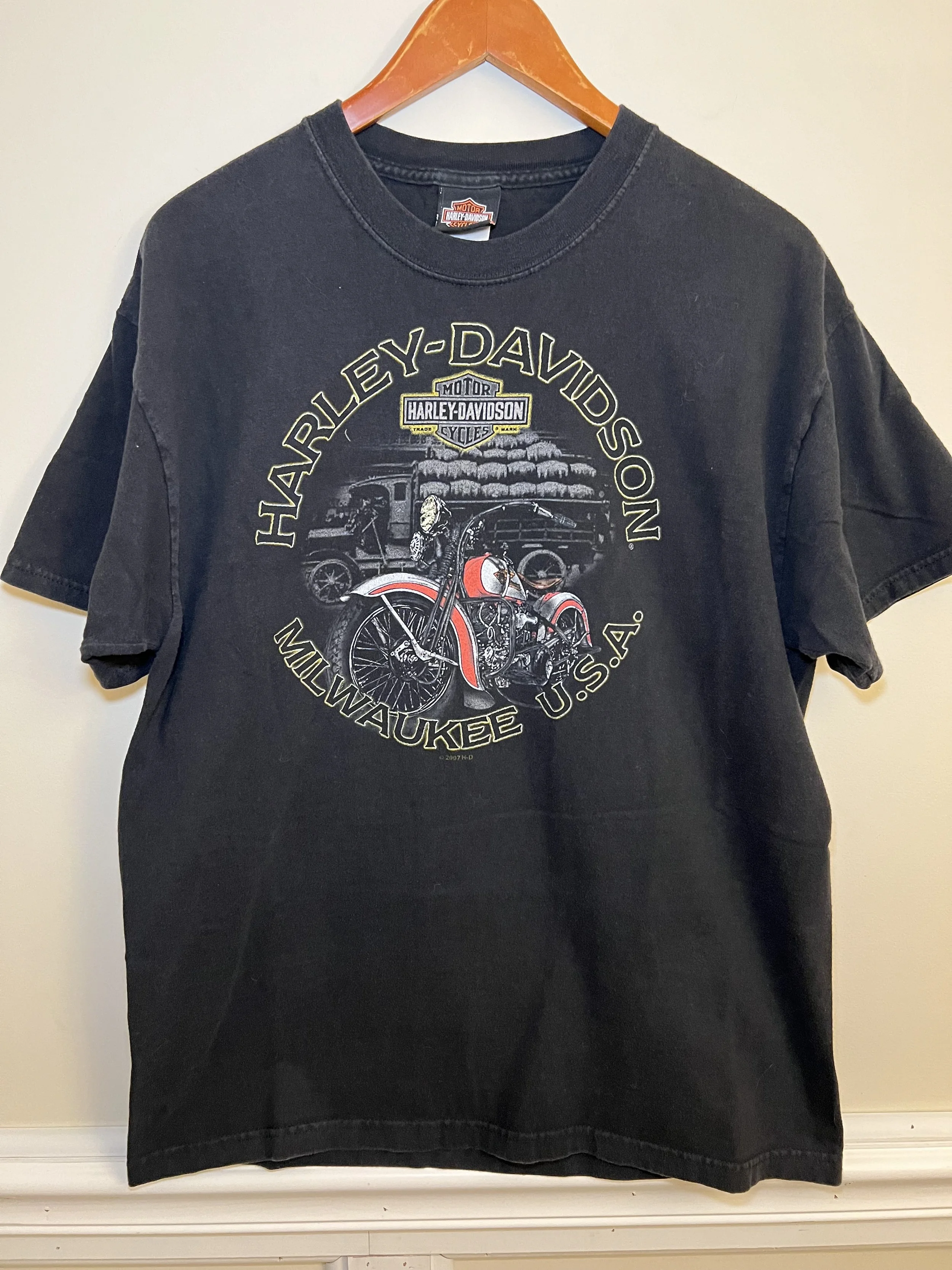 Vintage Harley Davidson T Shirt Milwaukee USA South Valley Utah Back Hit Biker Tee Black
