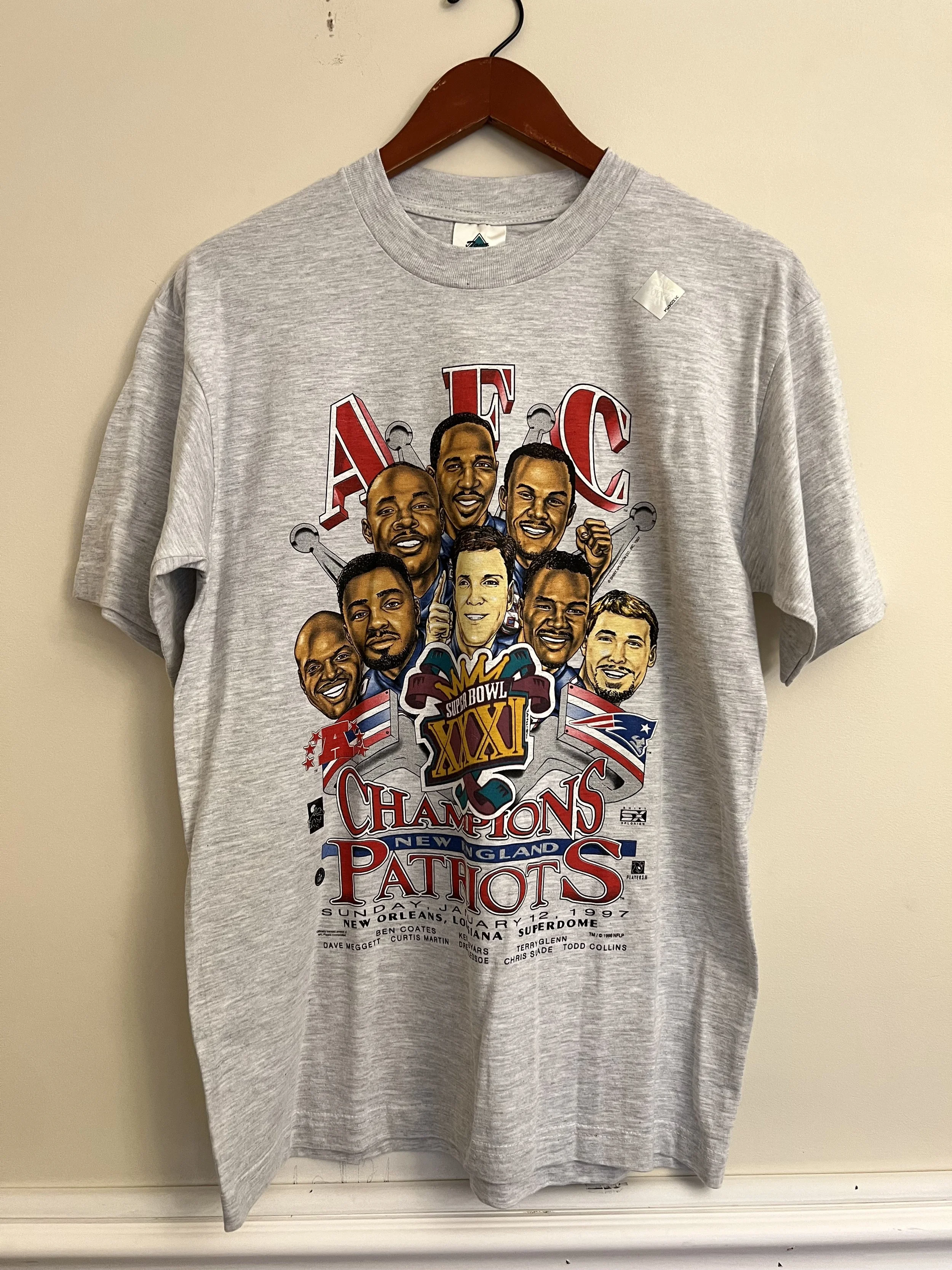 Vintage 1997 New England Patriots AFC Champions T-Shirt Super Bowl XXXI Graphic Tee