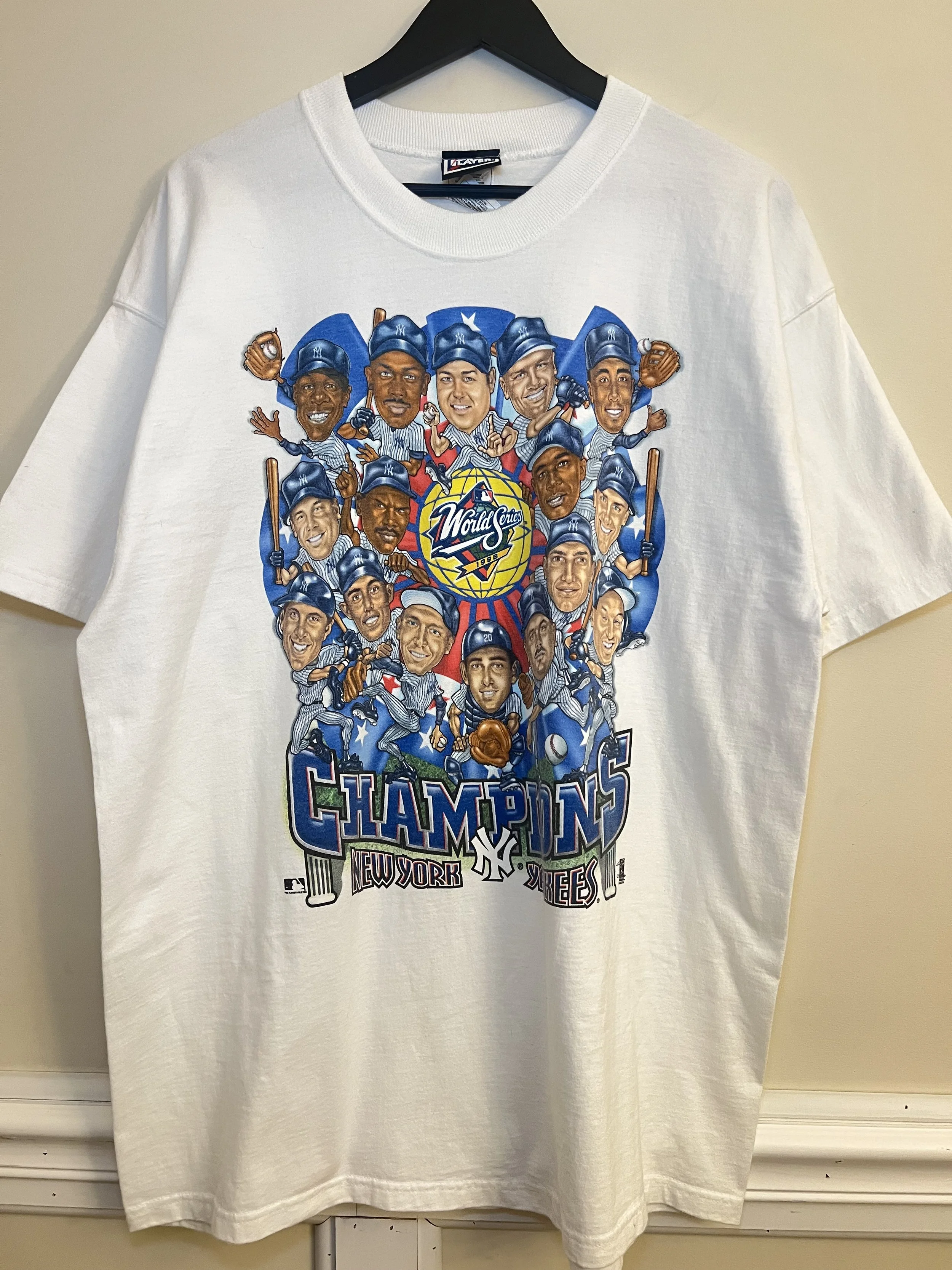 Vintage 1998 New York Yankees World Series caricature tee (Pro Player tag)
