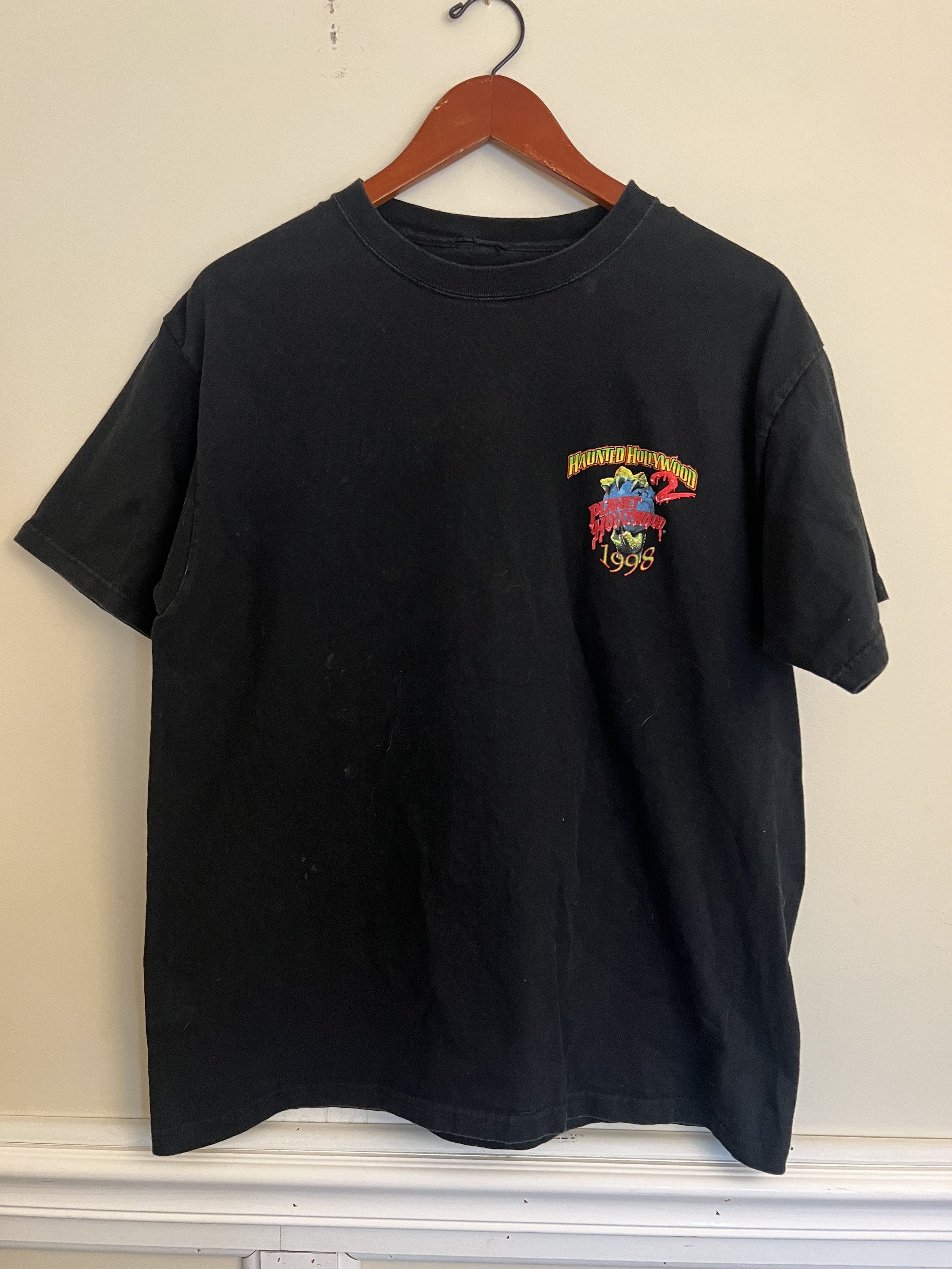 Vintage 1998 Planet Hollywood Haunted Hollywood 2 Horror T-Shirt Black Werewolf Tee