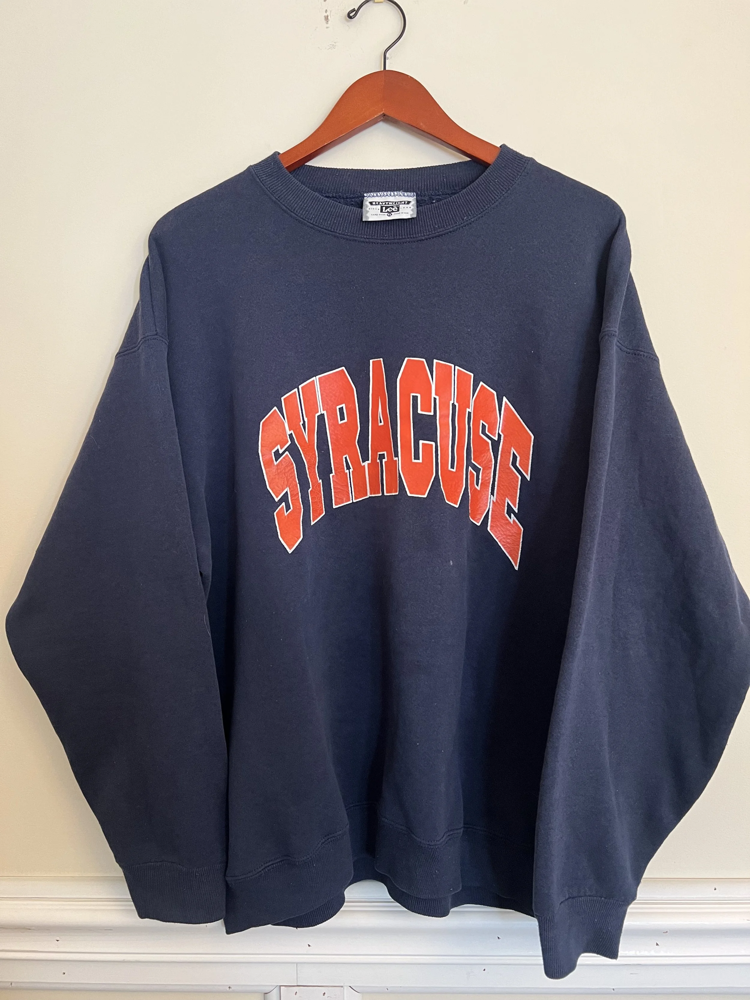 Vintage 90s Navy Syracuse Crewneck Lee Made In USA