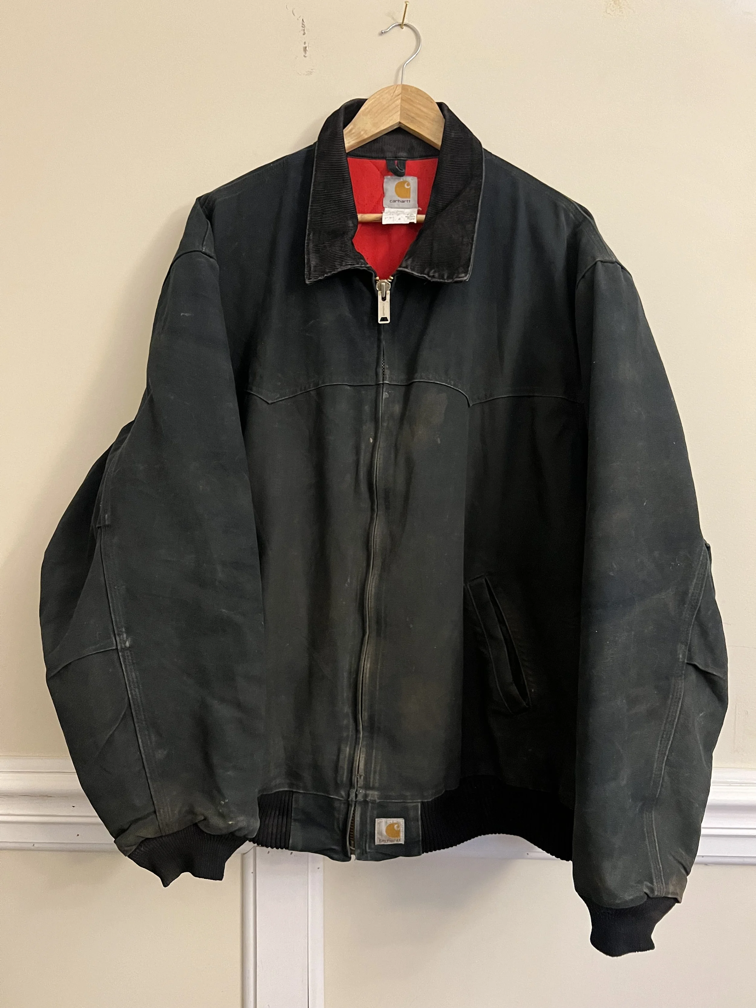 90s Carhartt Santa Fe Black W Red Lining Tonal Embroidery