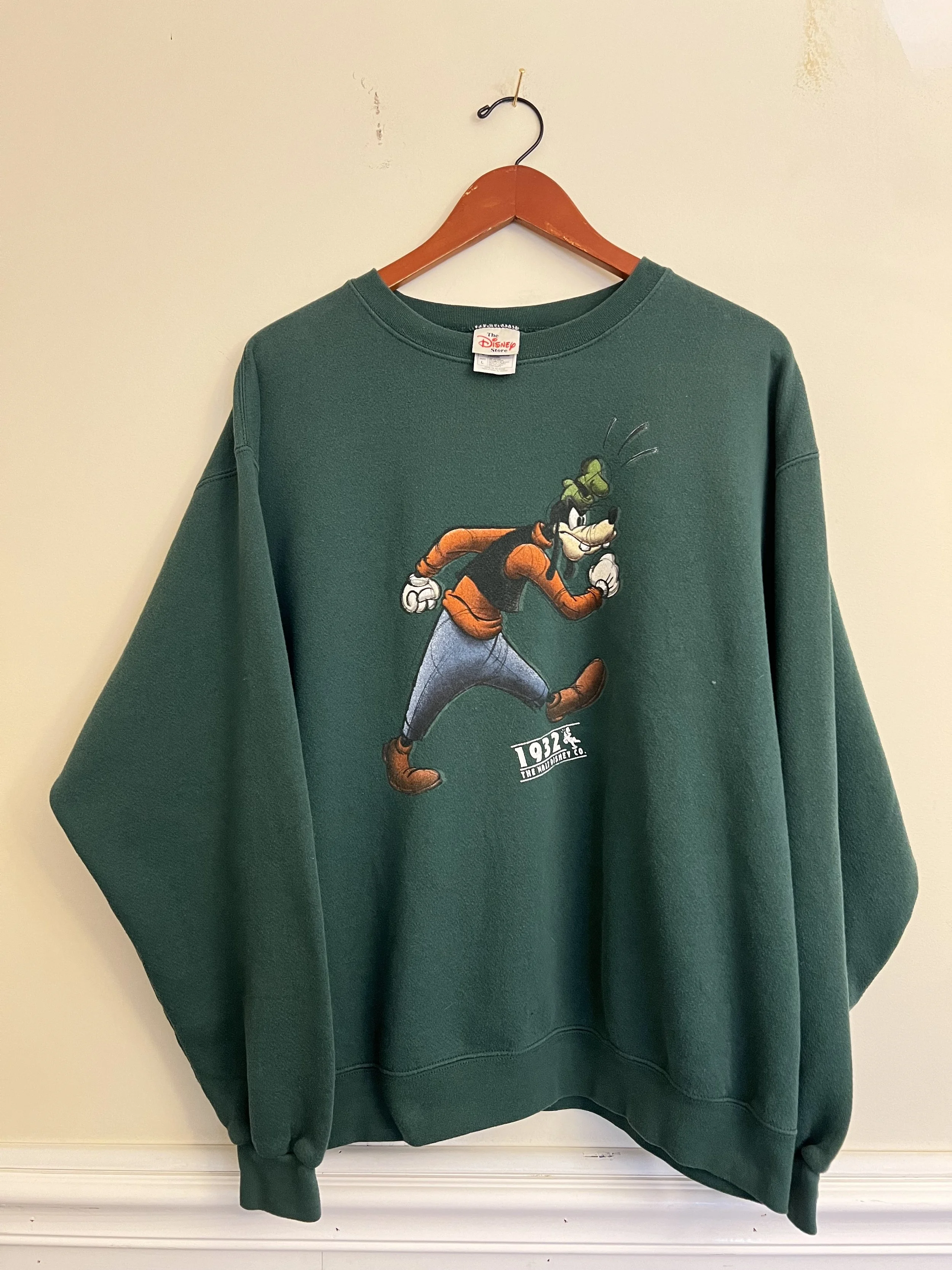 Vintage 90s Disney Goofy Crewneck Pullover Green Oversized Graphic Sweatshirt
