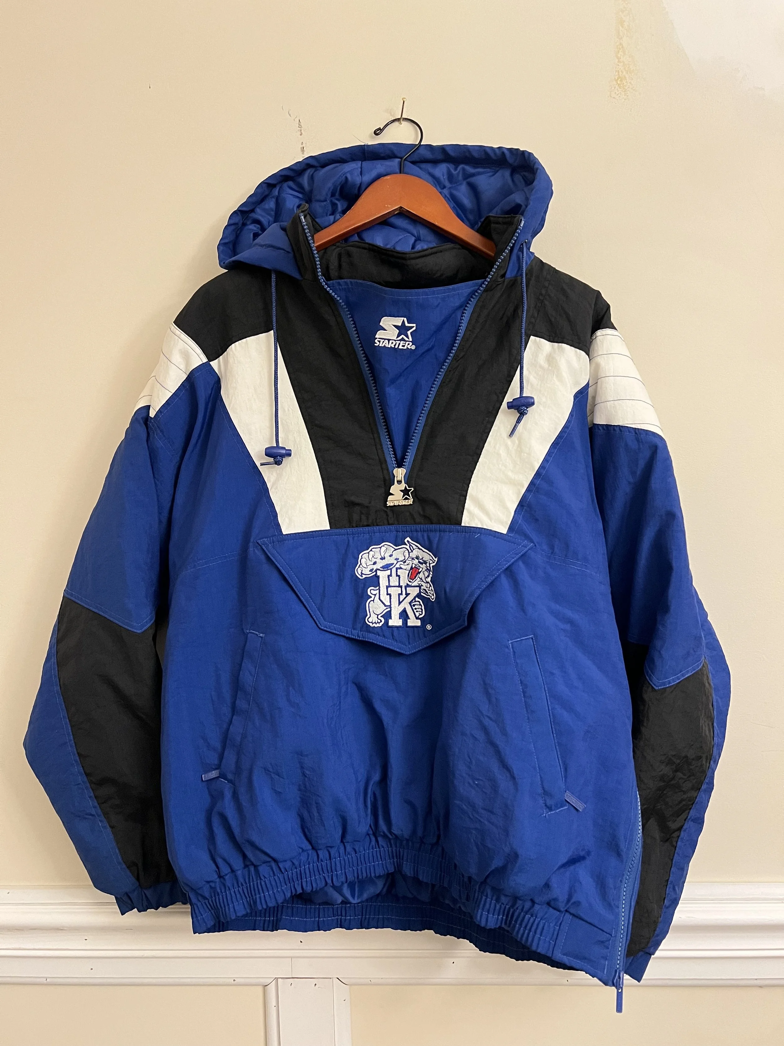 Vintage 90s Starter Kentucky Wildcats Pullover Jacket Big Logo Spellout Blue