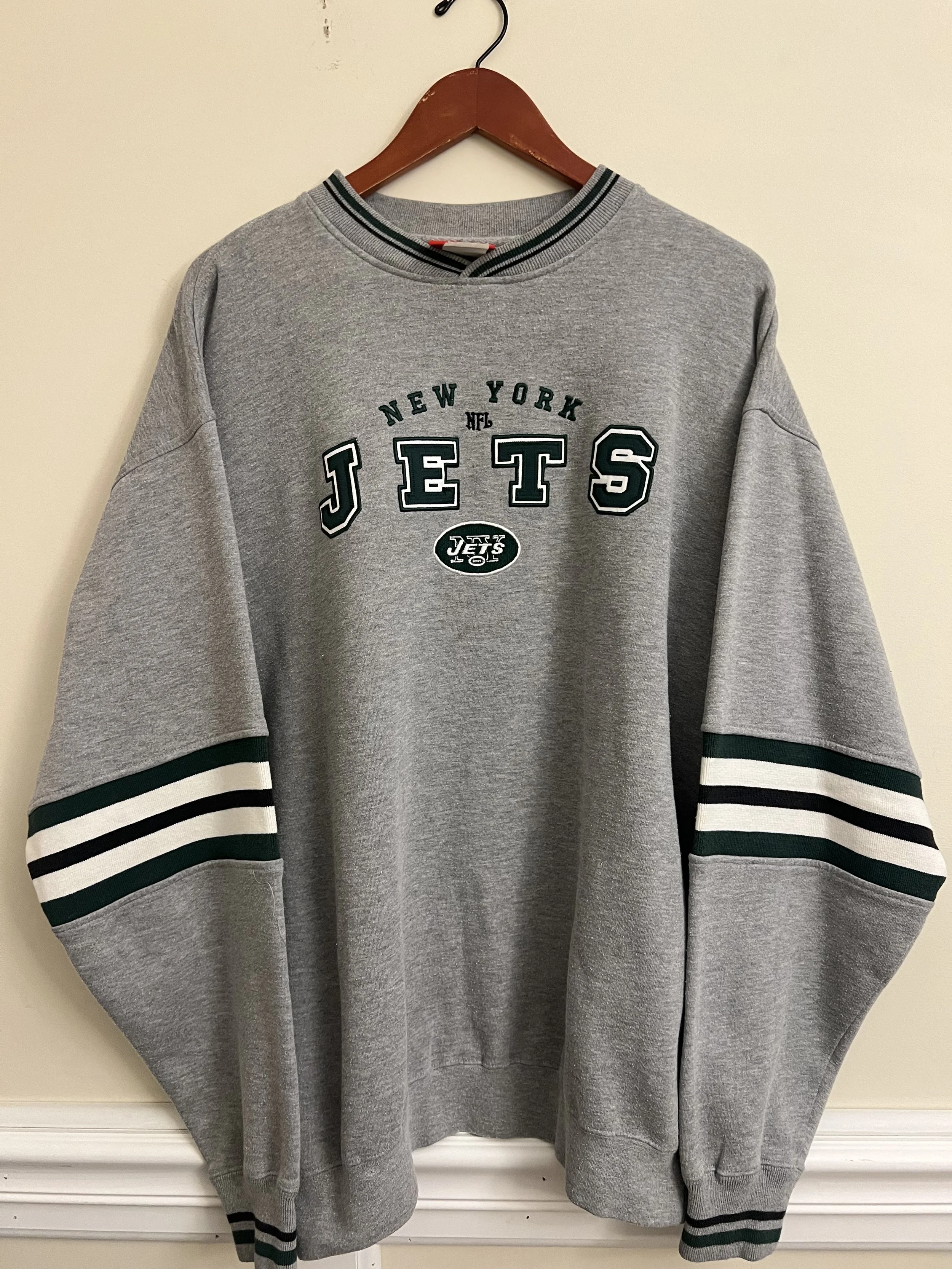 Early 00s New York Jets NFL Embroidered Crewneck