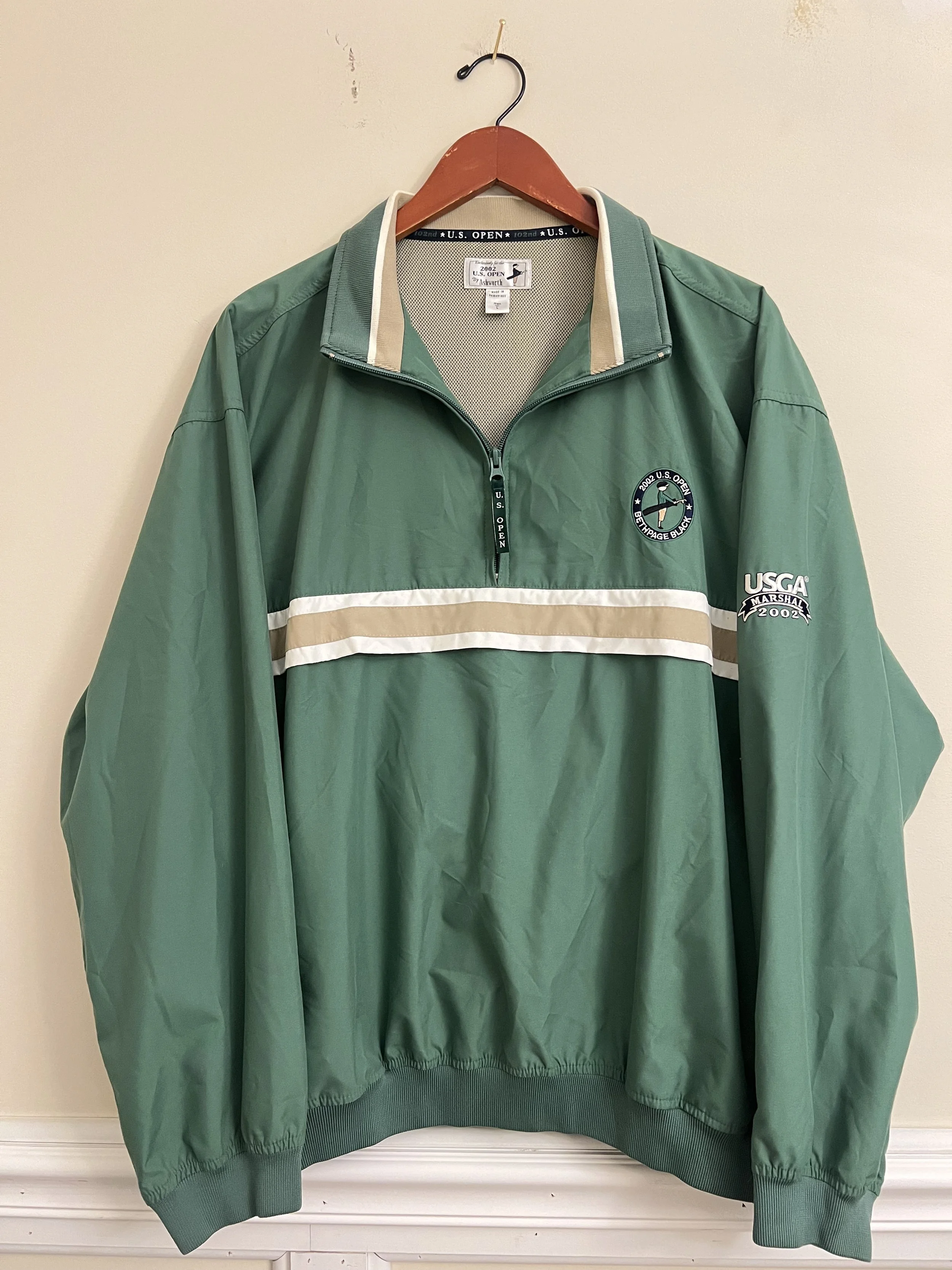 Vintage 2002 U.S. Open Bethpage Black Ashworth Golf Windbreaker USGA Marshal Jacket