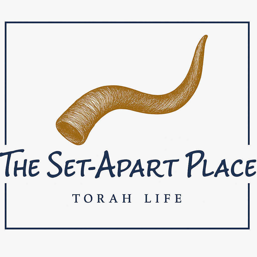 Cover of a book titled "The Set-Apart Place: Torah Life" featuring a graphic illustration of a ram's horn.