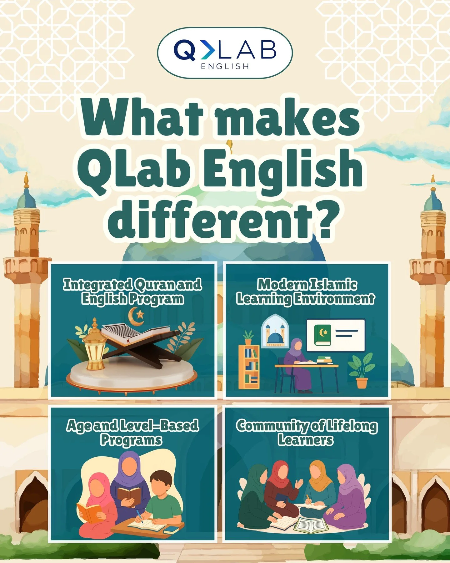✨ What makes QLAB English different?
We combine modern English learning with meaningful values that build confidence, character, and lifelong growth.

At QLAB, every lesson is designed to support learners in both skill and personal development &mdash