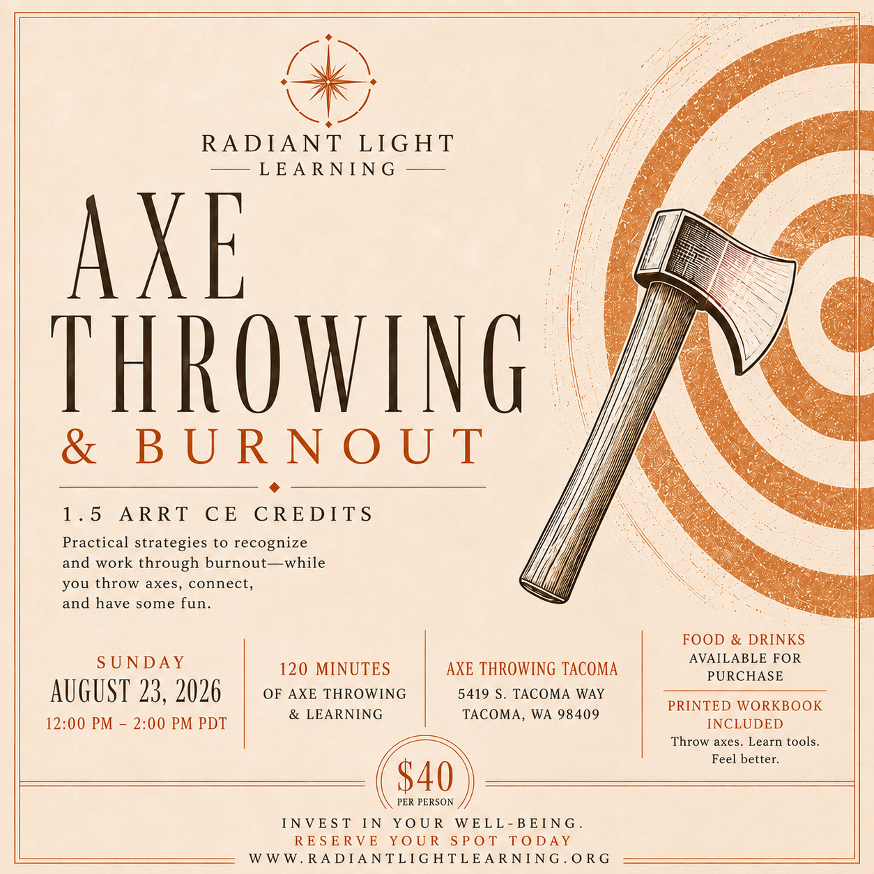 8/23 - 12:00p Axe Throwing & Burnout