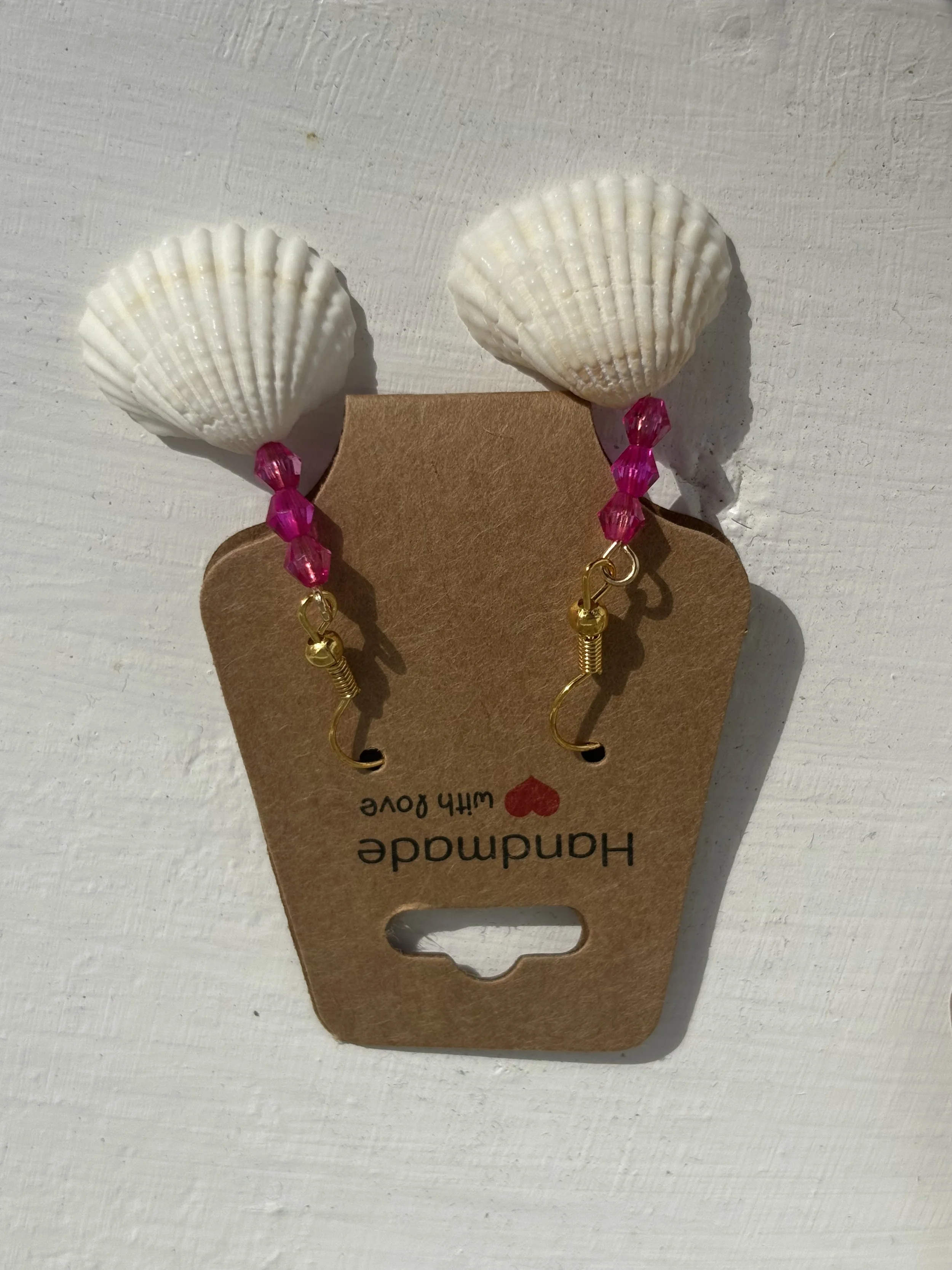 Pretty in Pink Beaded Shell Earrings