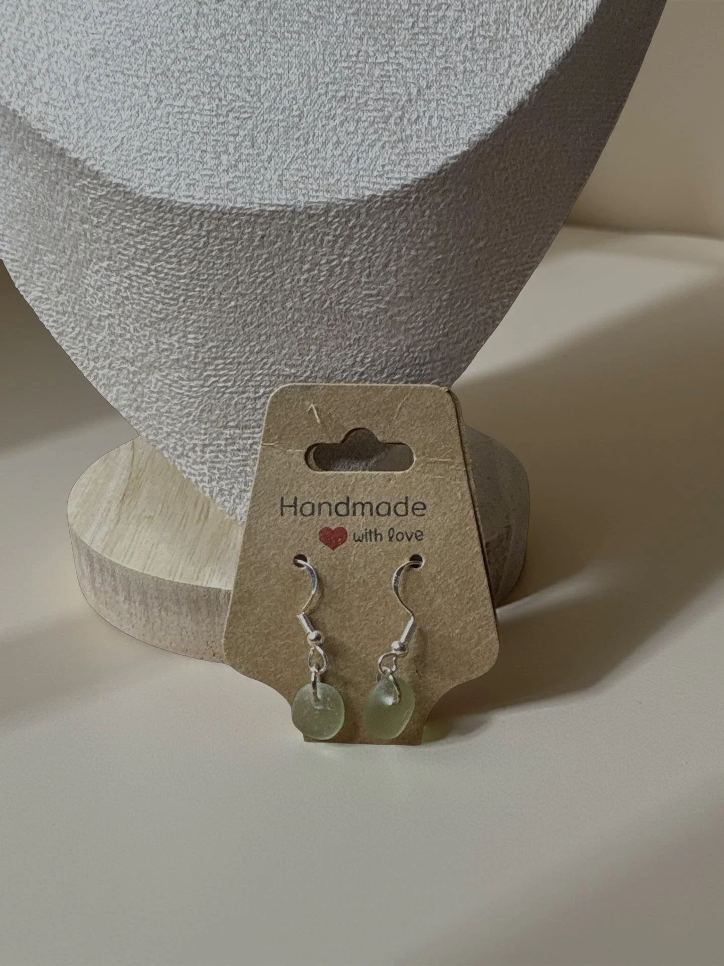 Green Seaglass Dangle Earrings (Sterling Silver)