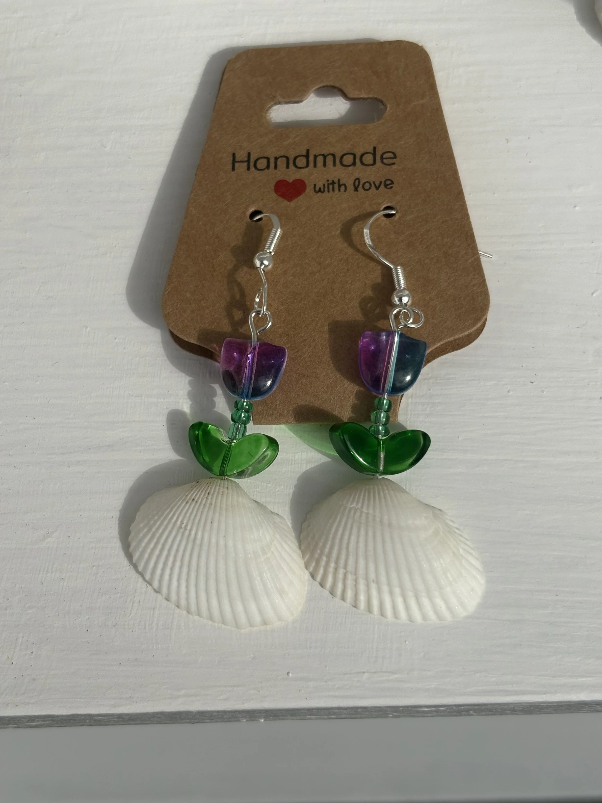Purple Tulip Shell Earrings