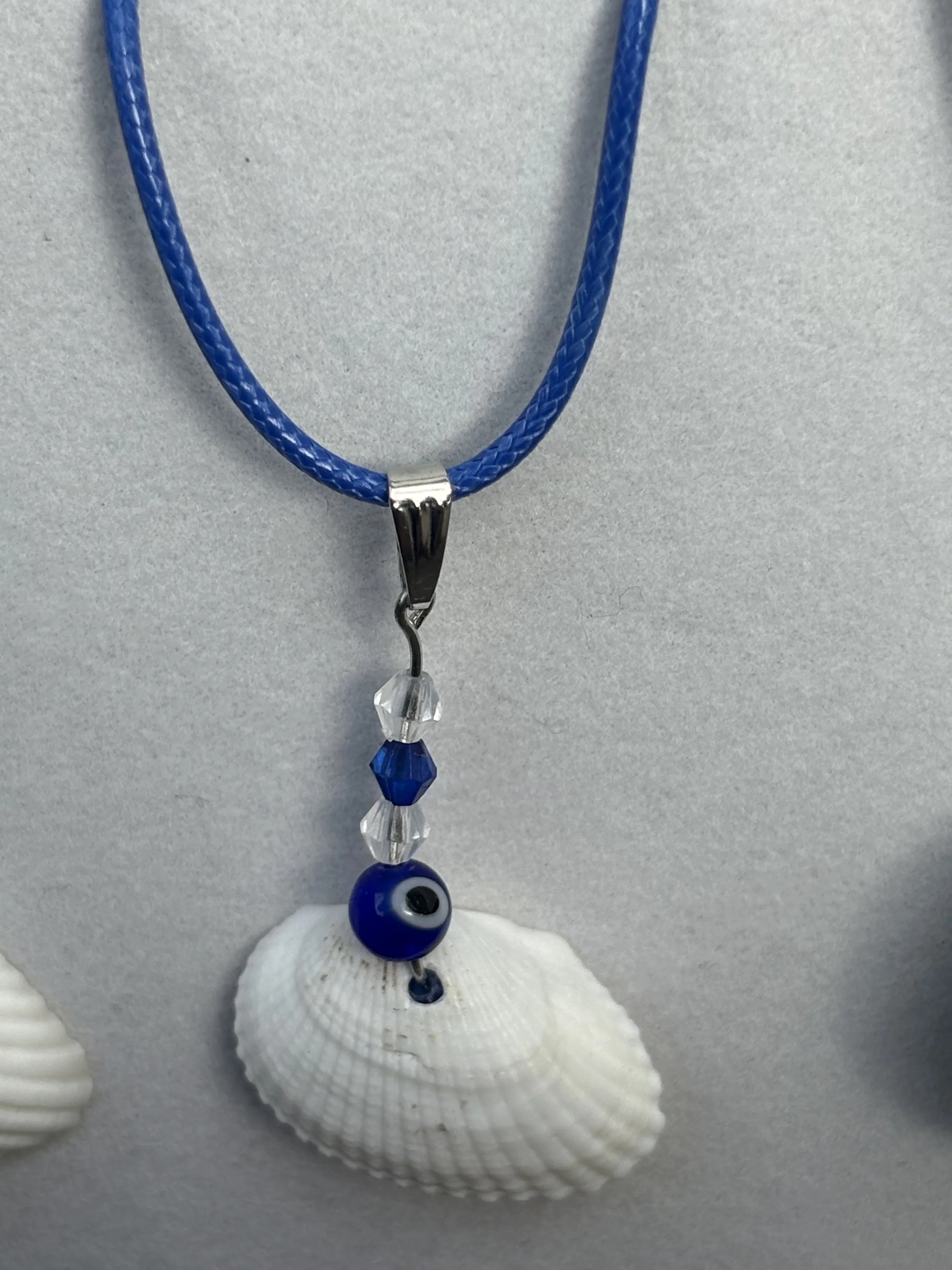 Dark Blue Evil Eye Shell Necklace