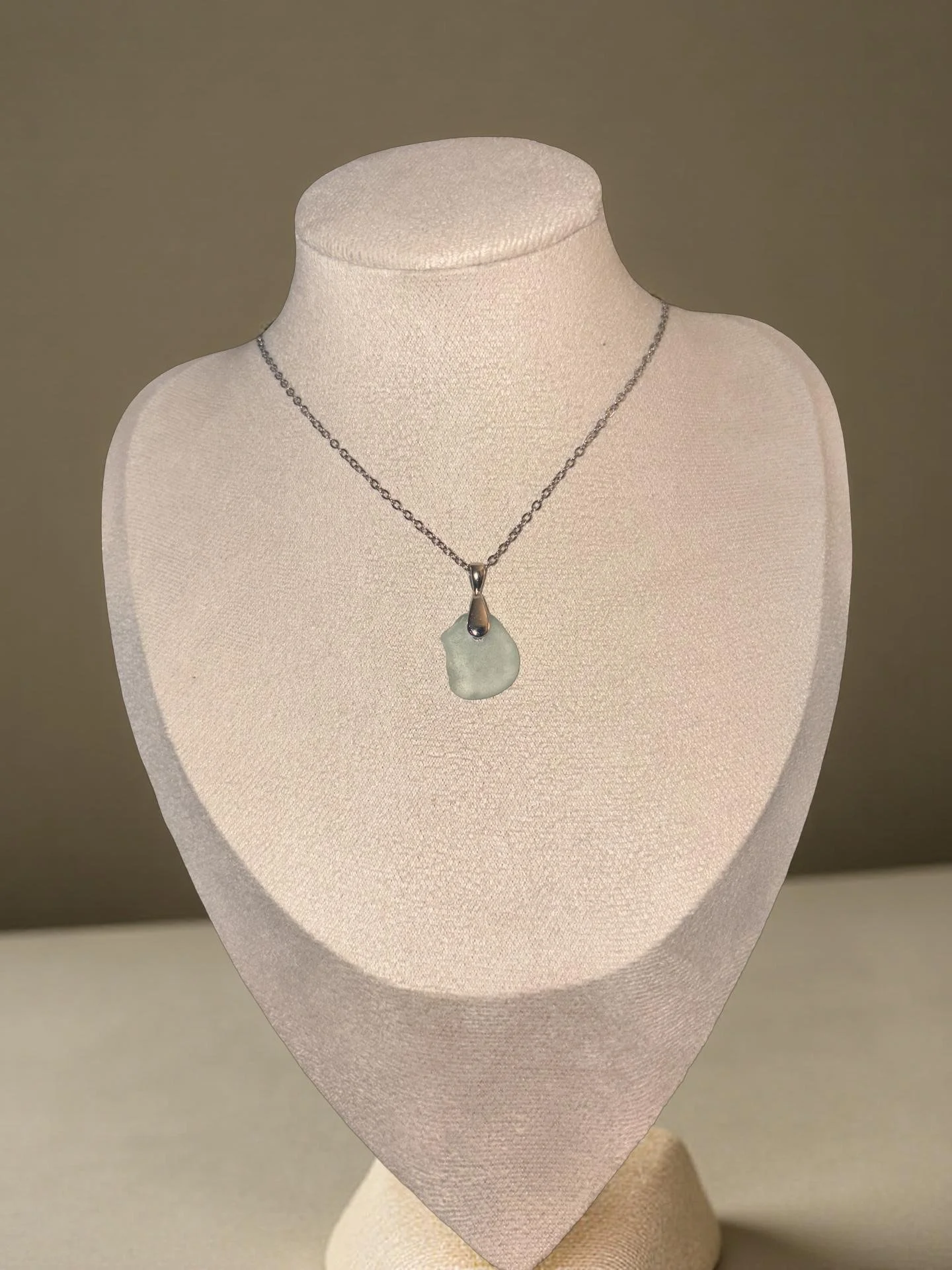 Seafoam Sea Glass Pendant Necklace (small/medium seaglass)