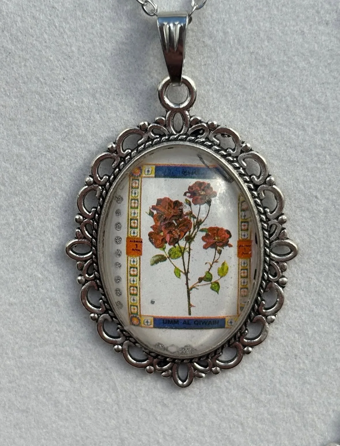 Red Floral Stamp Necklace