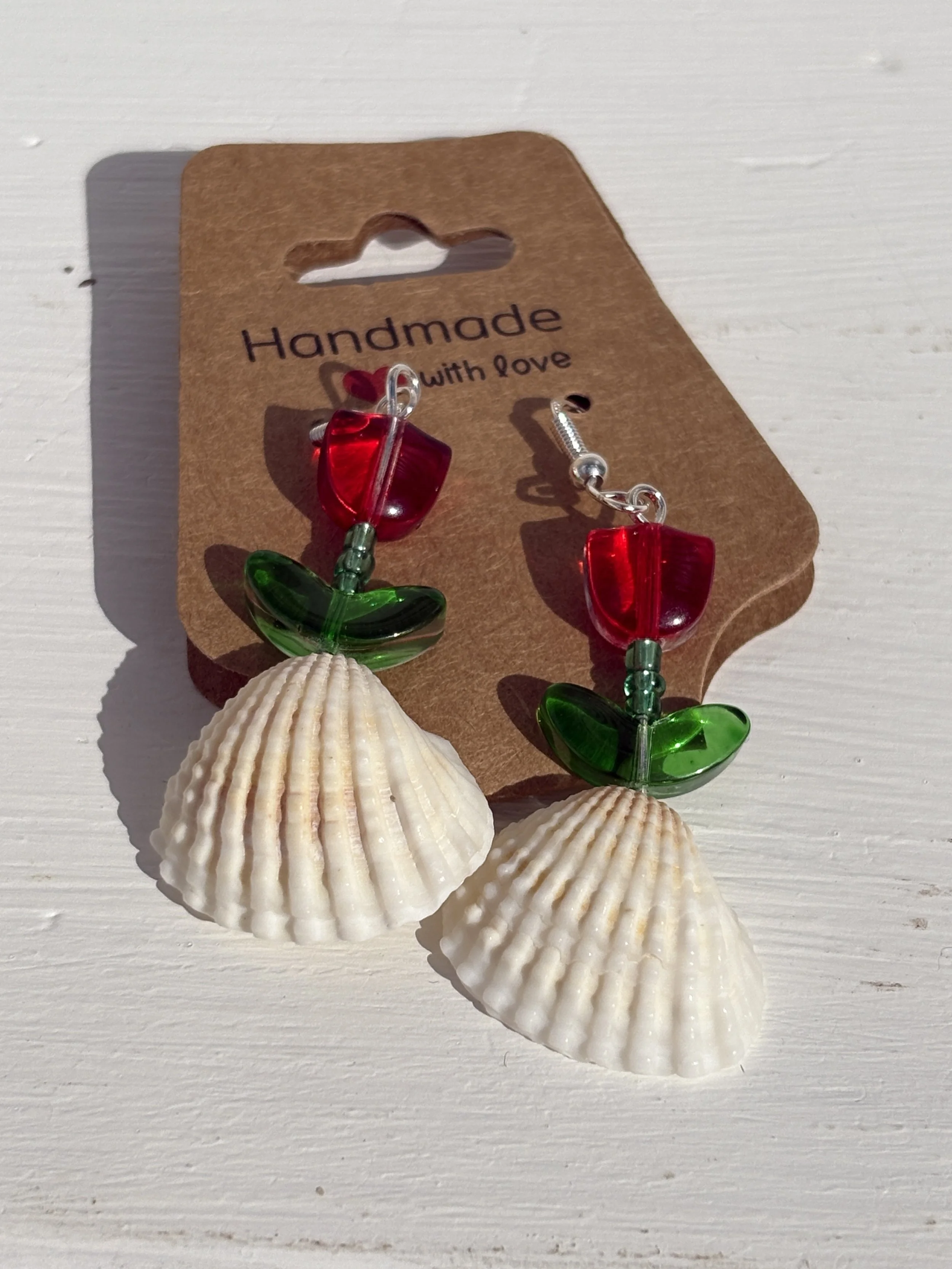 Red Tulip Shell Earrings