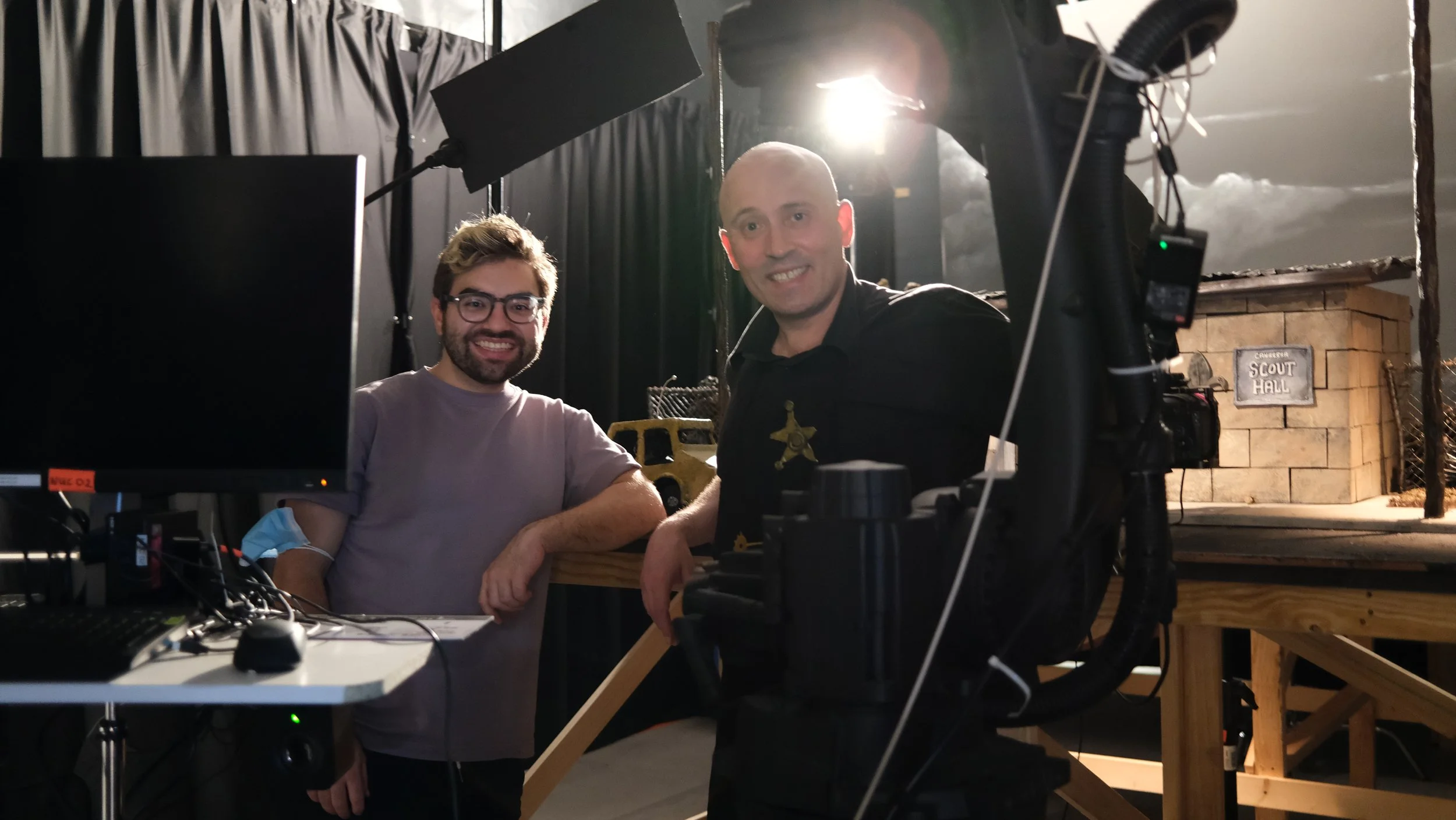 Braiden Asciak with Adam Elliot on set on Memoir of a Snail.