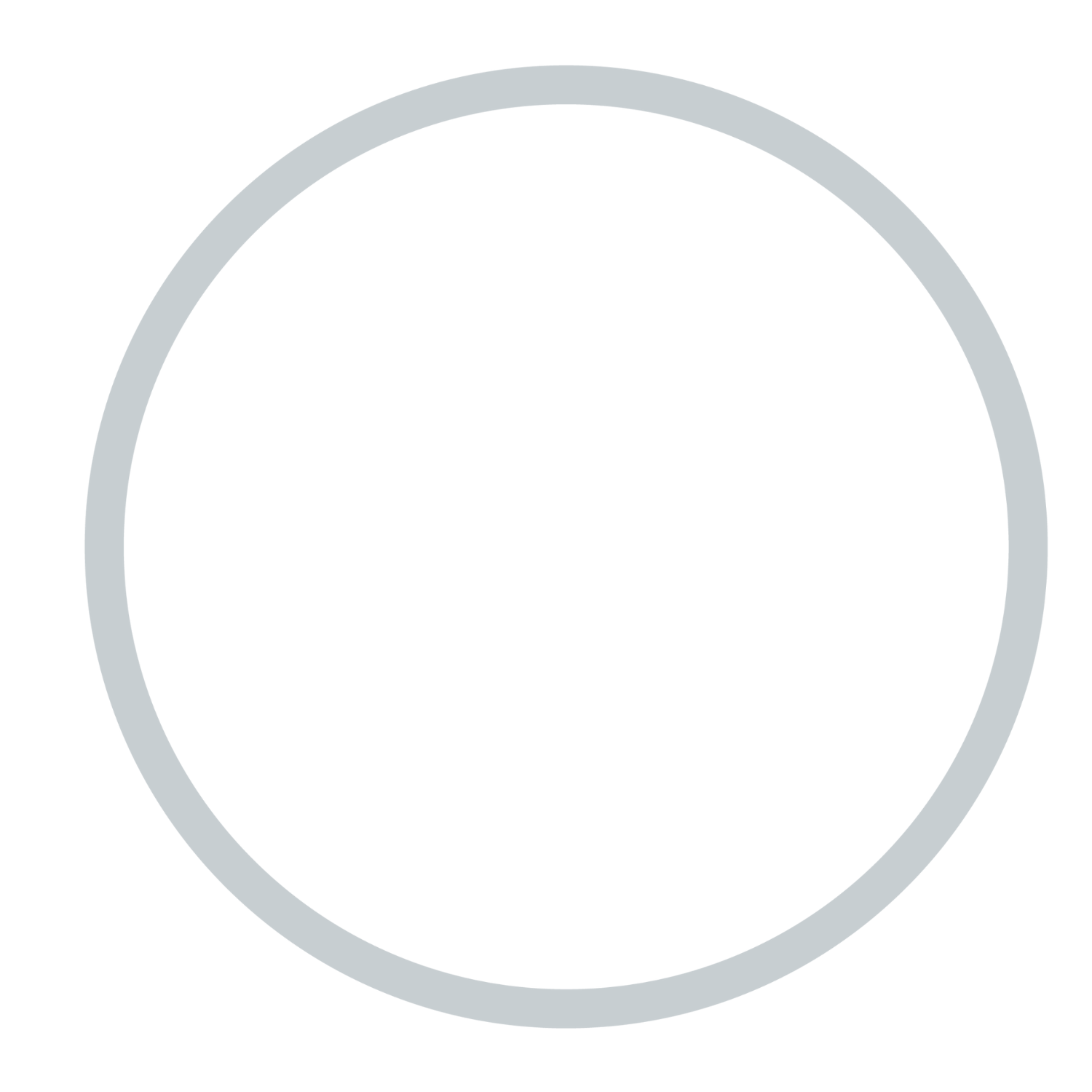 A large, thin, empty circle with a dark blue outline on a black background.