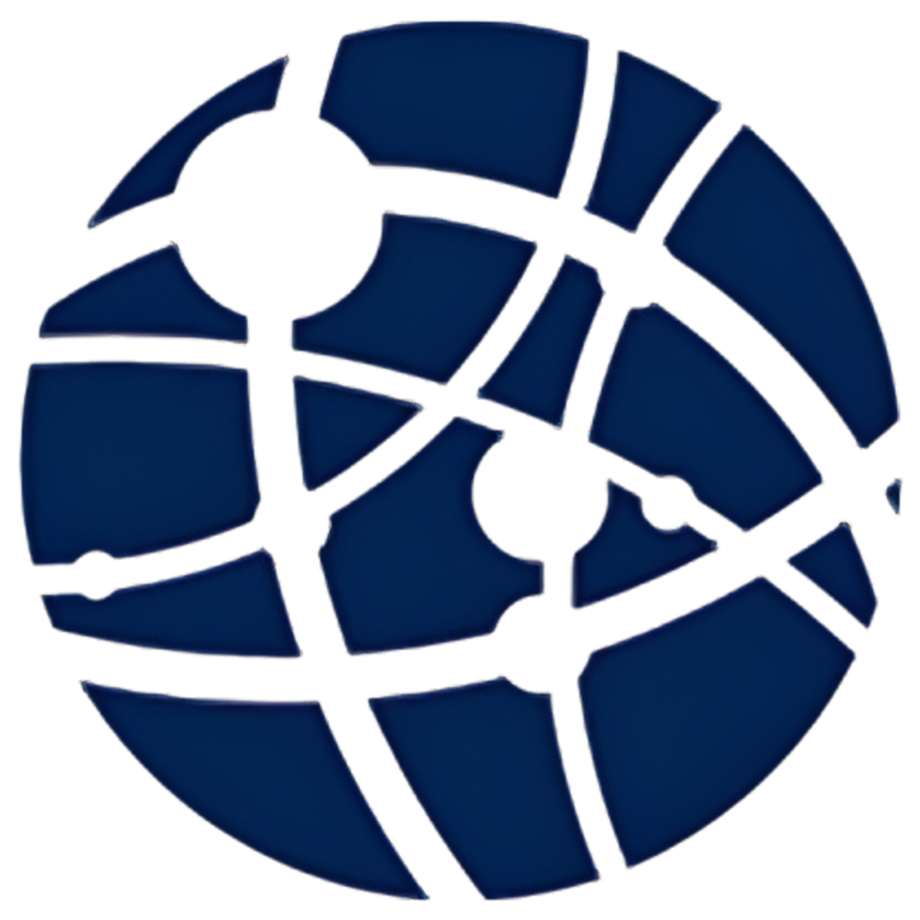 Broken blue spherical object with interconnected irregularly shaped pieces and a red interior.