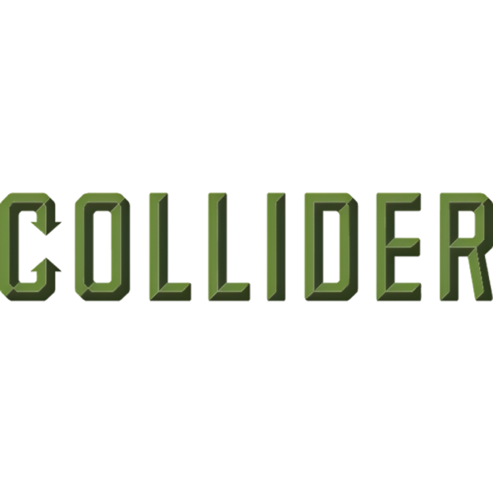 3D green text spelling 'COLLIDER' with black background.