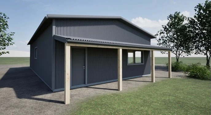 An upcoming project for Forme &amp; Frame 🔨

The clients vision was to create a clear span race car shed with custom elements such as LVL beams, soffits, fascia&rsquo;s and the veranda to remain in keeping with the house. We believe designing a cust