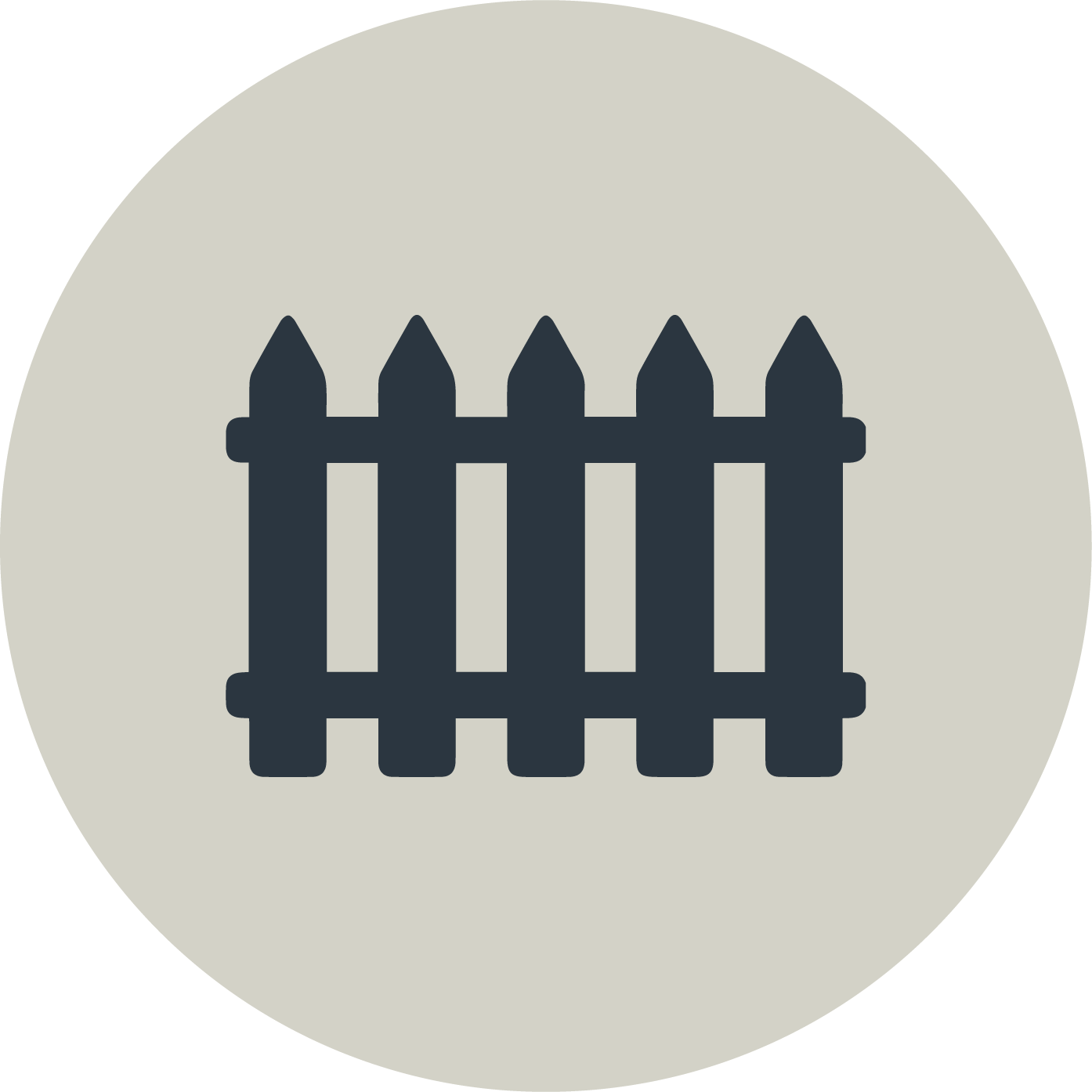 Icon of a wooden picket fence with five pointed tops.