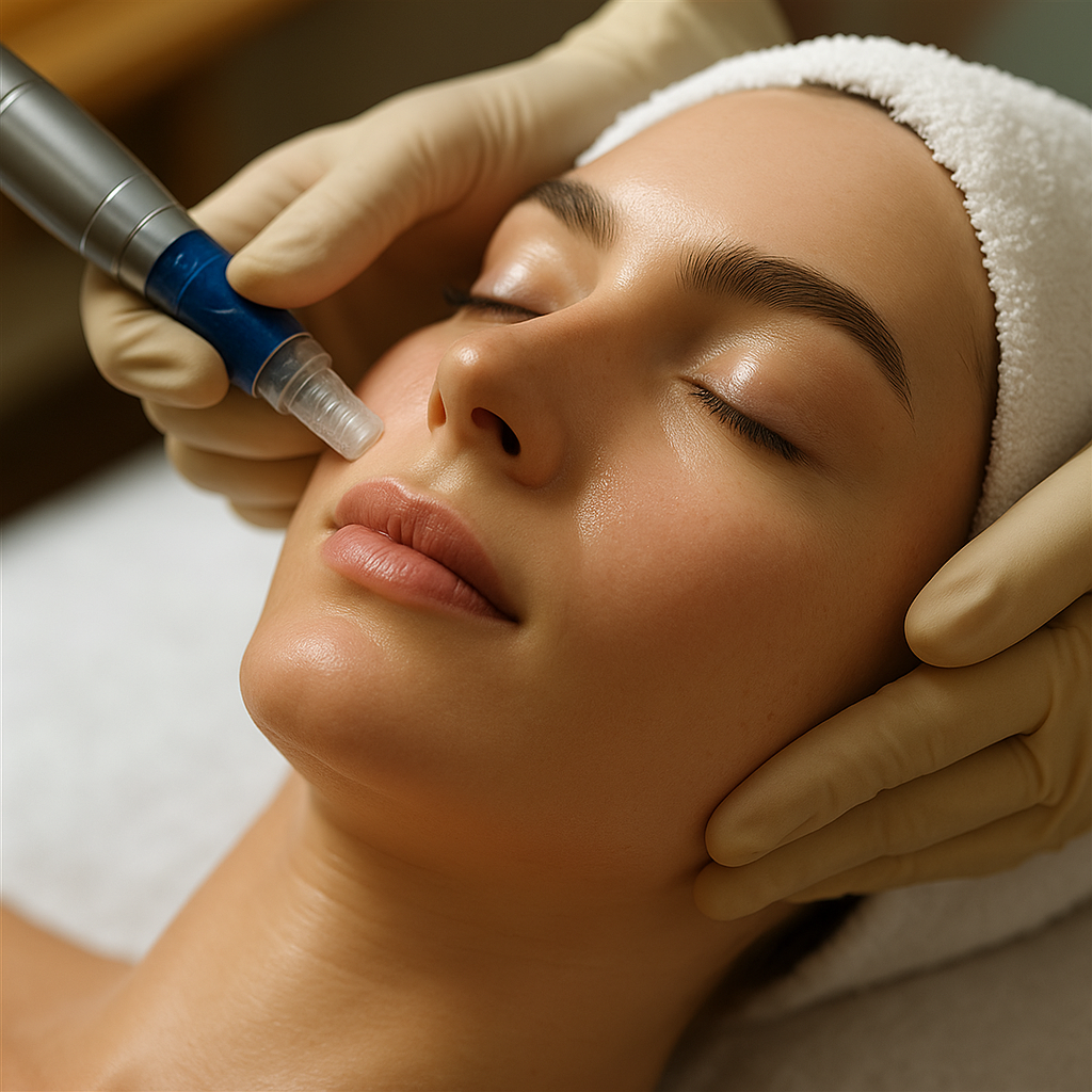 Microneedling with exosomes, salmon DNA for tightening and glowing skin