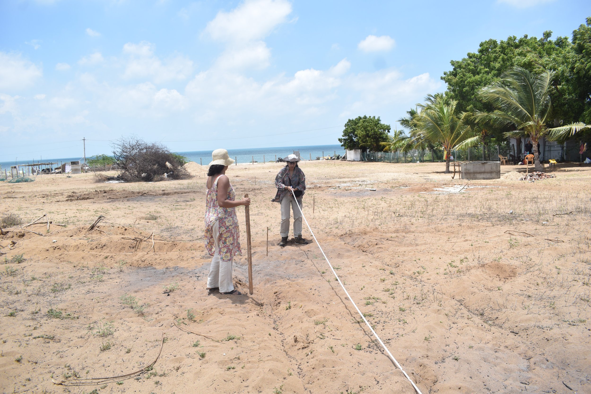 Marking pathways on site [photo by Arun Kumar]