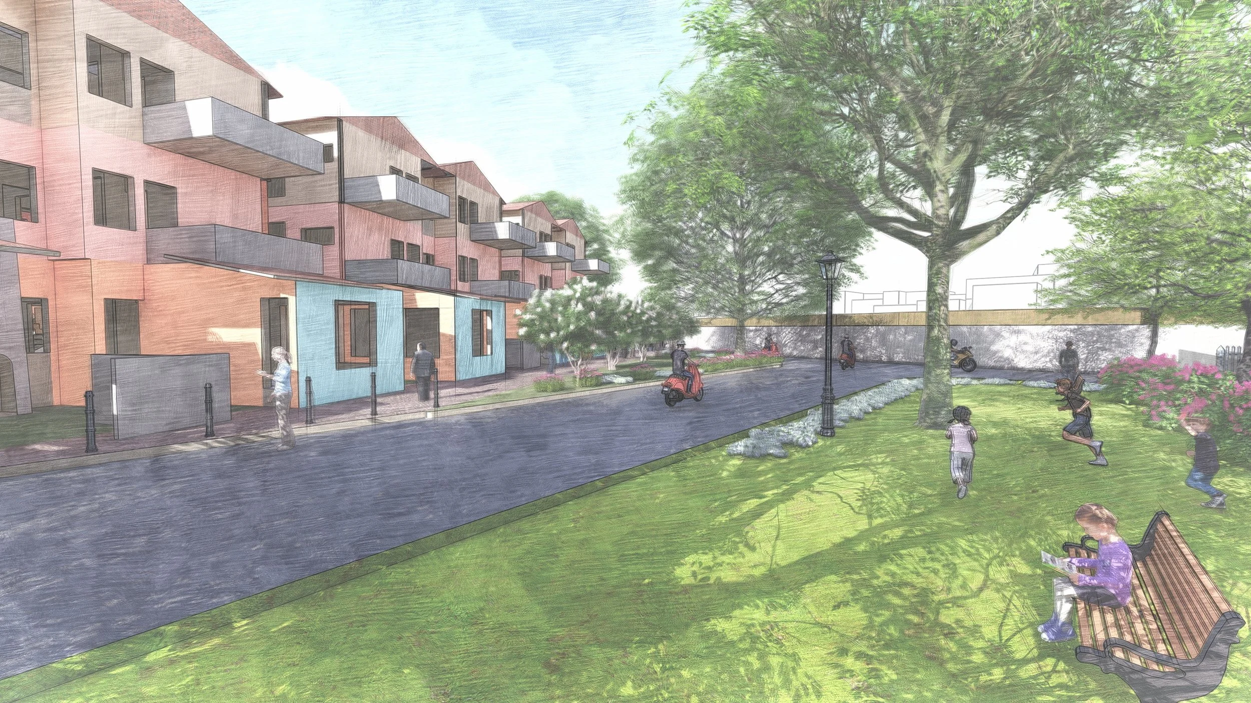 Housing area on the other (north) side of the nala and community greens