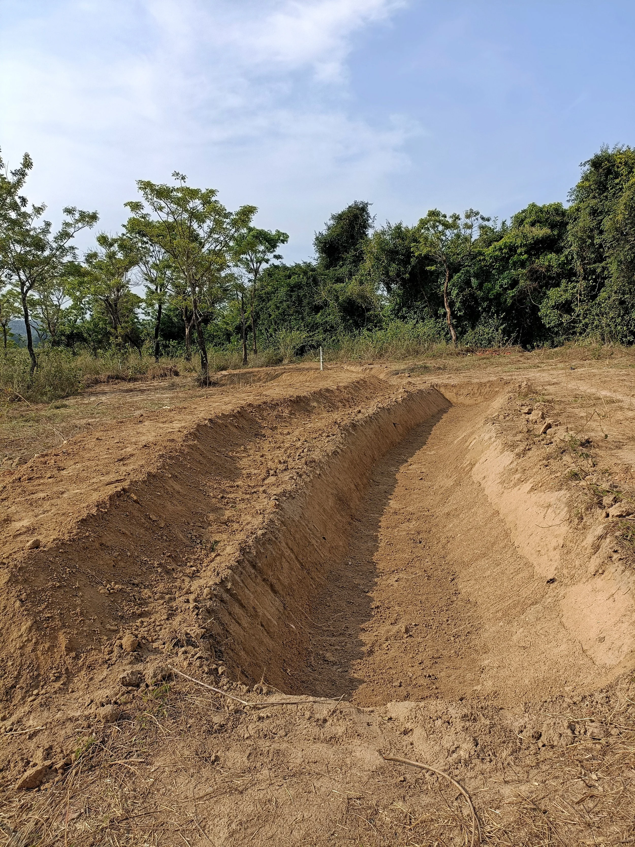 Swale and bund to slow runoff