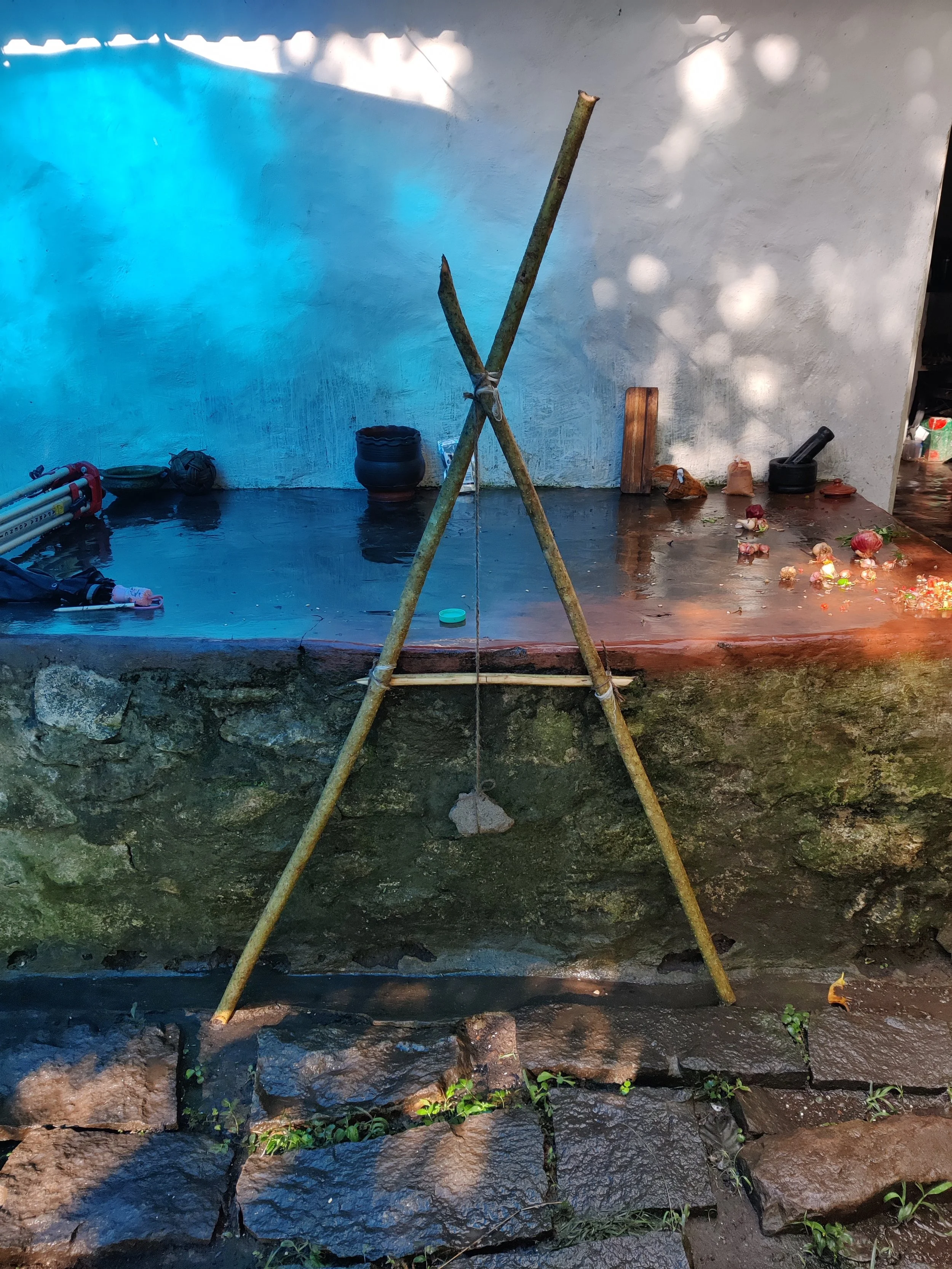 A-frame for marking on-contour bunds [photo by Theertha Ravi]