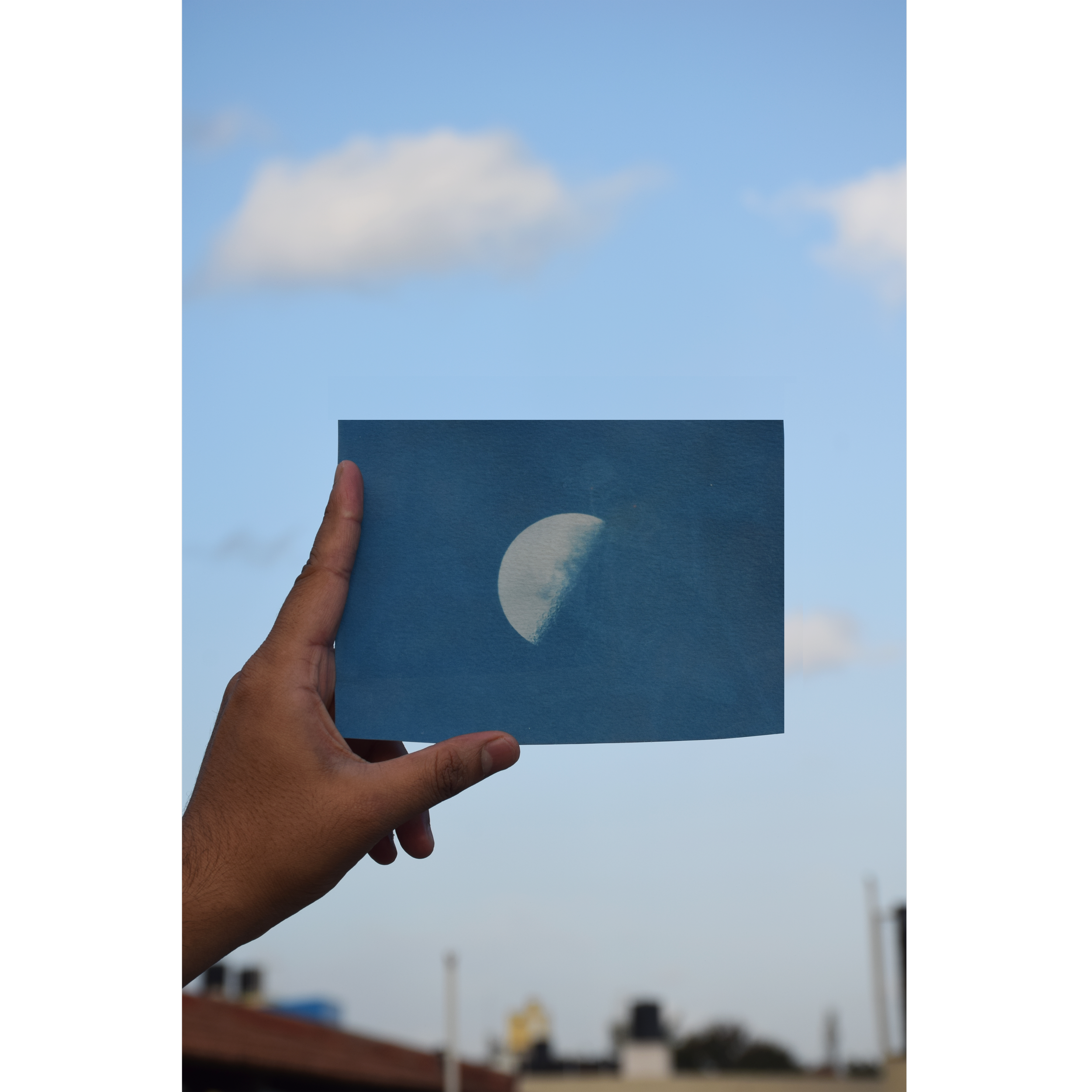 'Half moon', cyanotype on 25% cotton paper