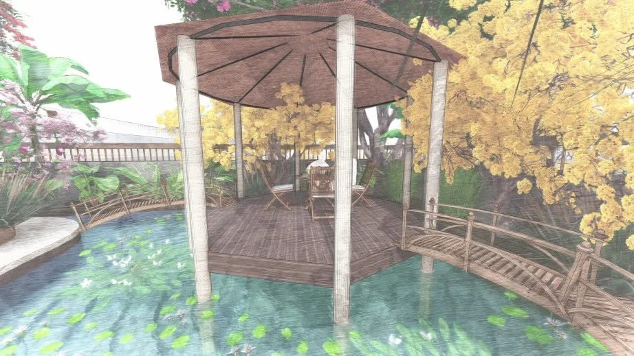 9 - Render (Northeast corner gazebo and pond)