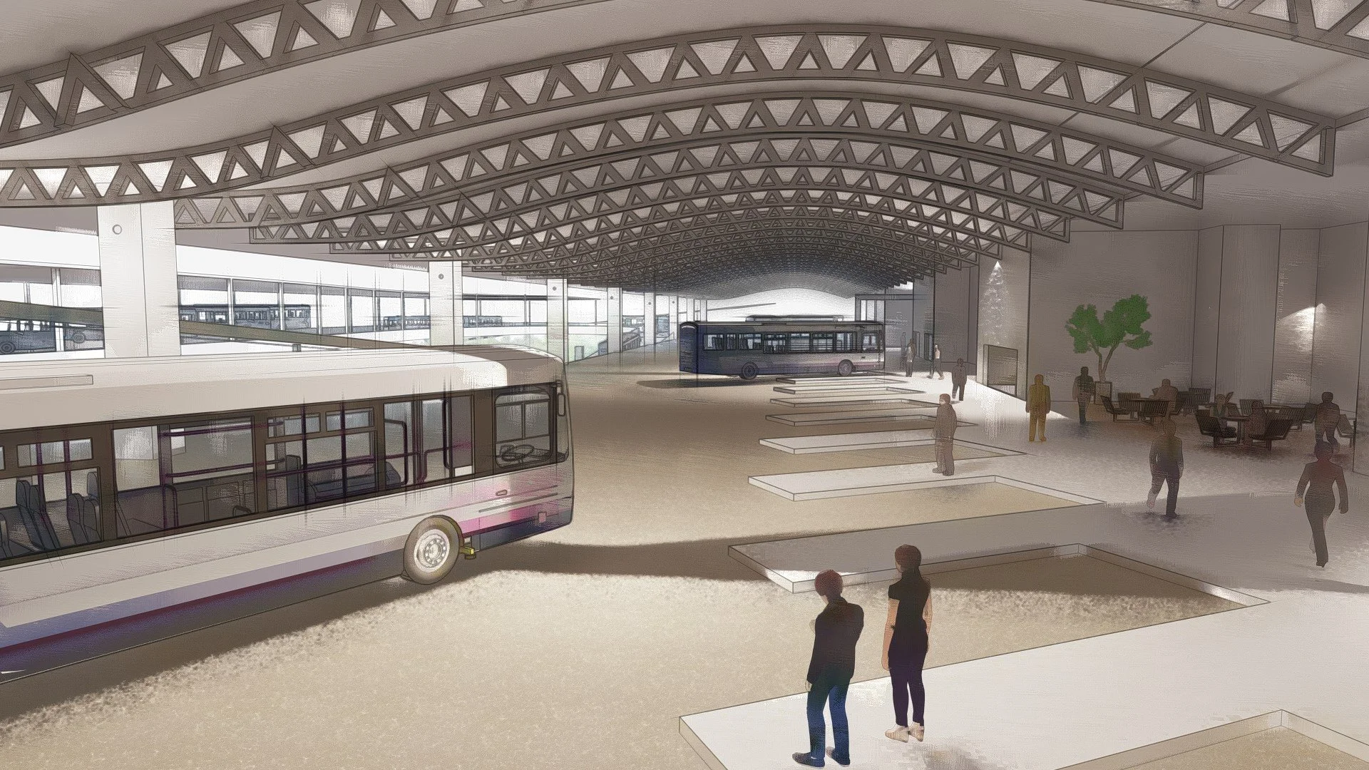 Boarding bays (first floor)