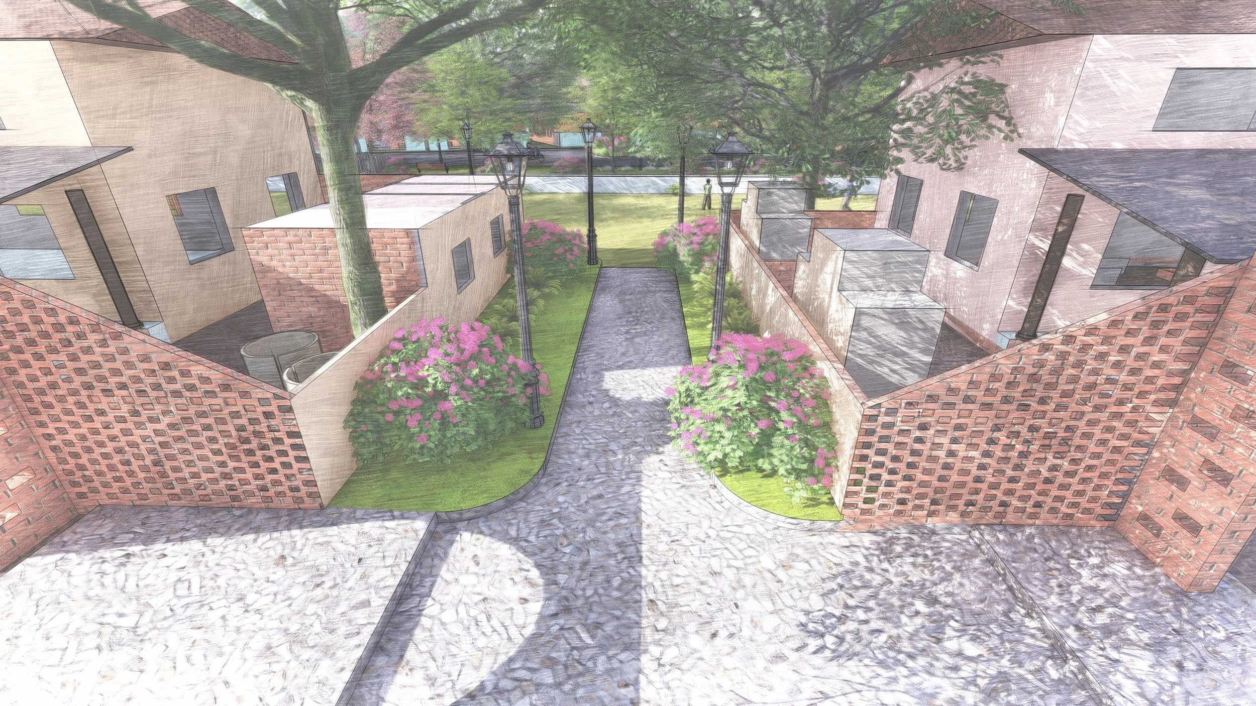 Workshop / studio: spaces between, leading to community greens