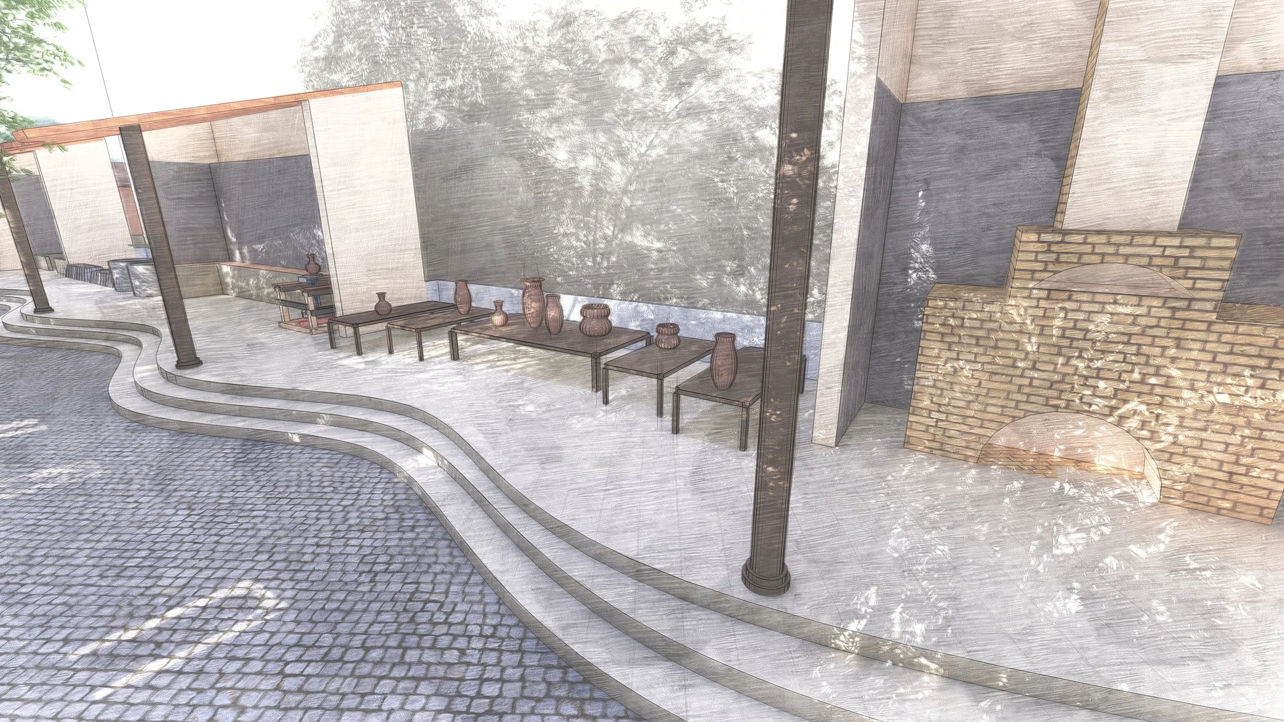 Pottery walk - exhibition space + demonstration of the pottery process