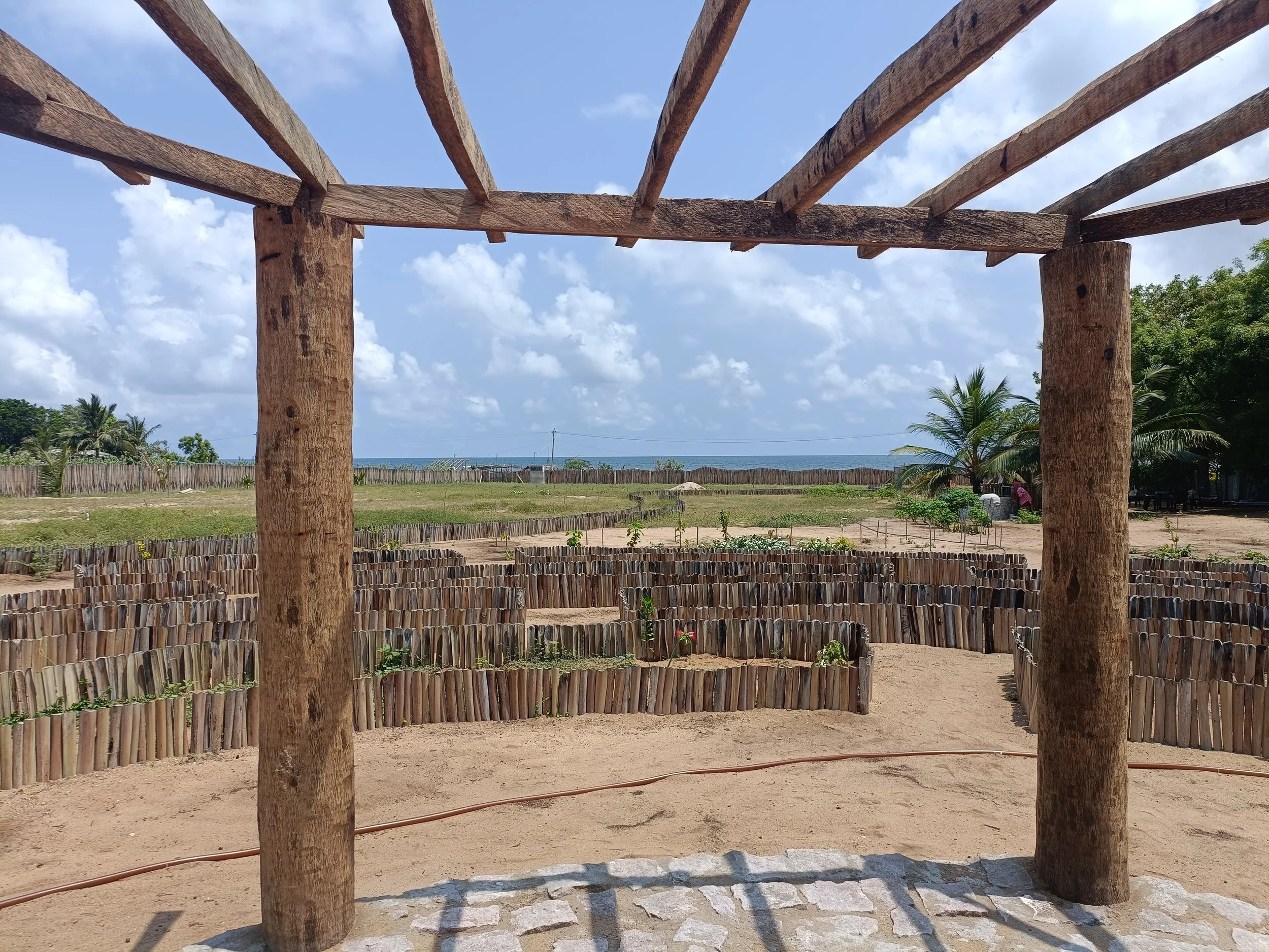 Gazebo, mandala garden and view of the Bay