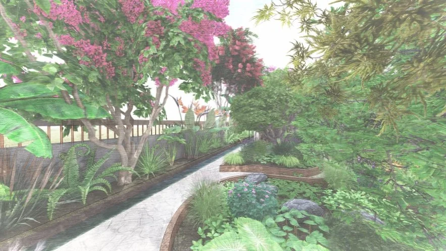 3 - Render (Northern edge with planting, trench and pathway)